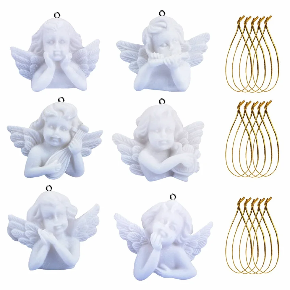 Mini Colgantes de Ángel Blanco 24 Piezas Decoración Árbol Navidad Adorno