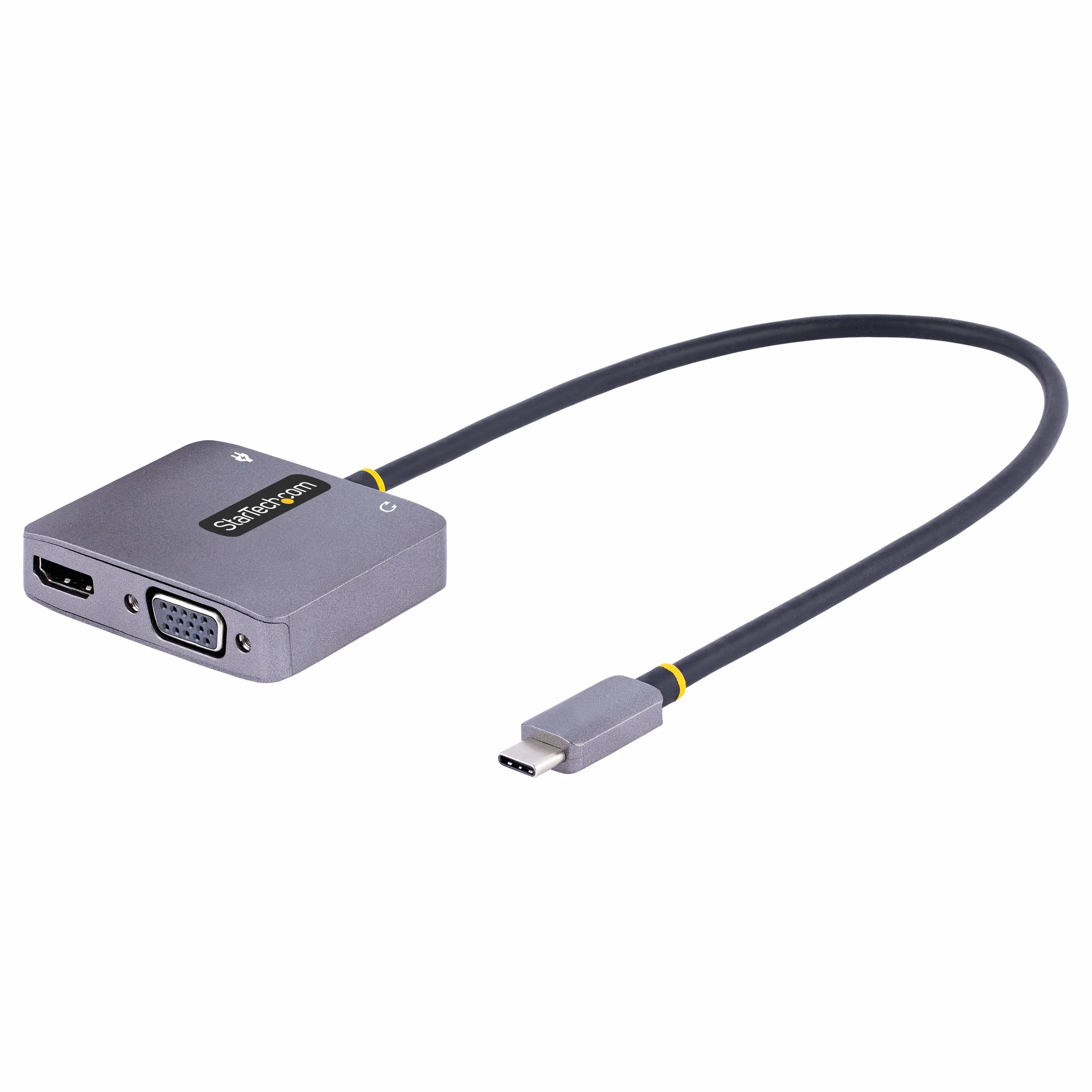 StarTech.com Adaptador de Vídeo USB C, Adaptador Multipuertos USB Tipo C a HDMI VGA con Salida de Audio de 3,5mm, HDR 4K a 60Hz, PD 3.0 de 100W, Compatible con Thunderbolt 3/4 (122-USBC-HDMI-4K-VGA)