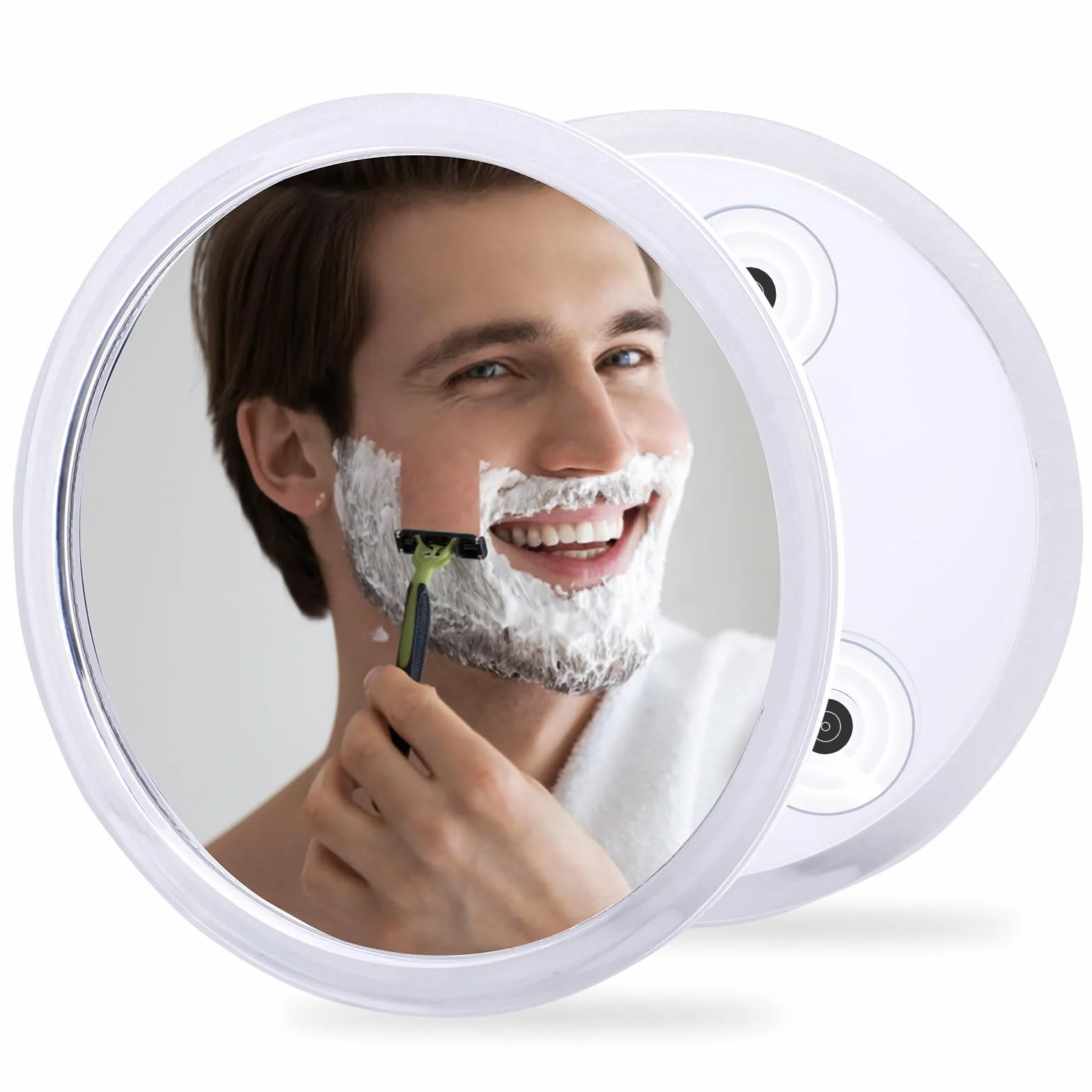 Espejo de Ducha sin Niebla antivaho inastillable con 3 Ventosas Extraíbles para Afeitado y Maquillaje