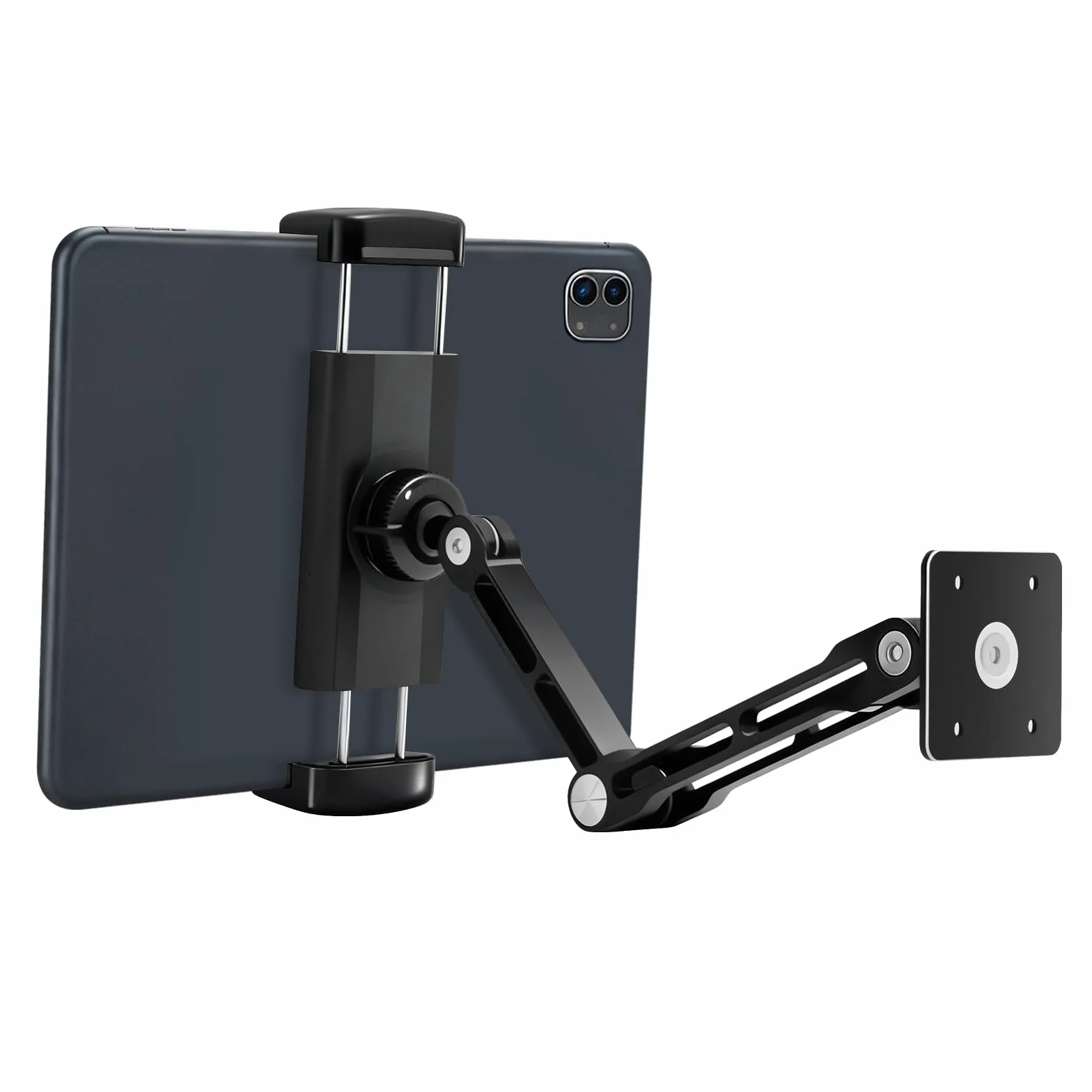 VINATO Soporte Tablet Pared 360° Ajustable, Universal Soporte Pared para iPad de Aluminio, Extensible y Plegable, para Teléfonos y Tabletas de 4,7"-13", ara Cocina, Gimnasio, Oficina, Negro