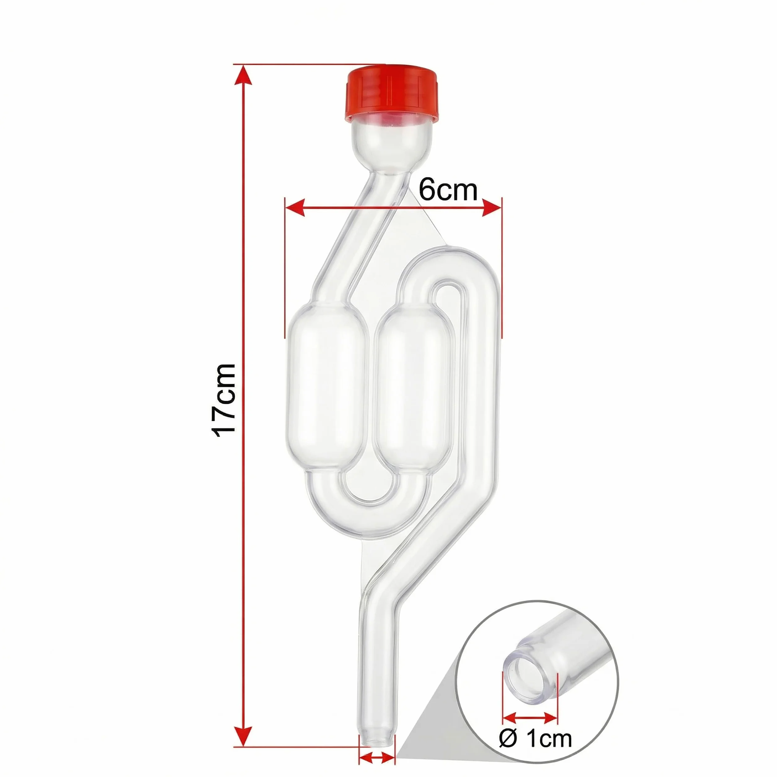 Lantelme Tubo de fermentación rojo de plástico para vino, cerveza, chucrut, kimchi