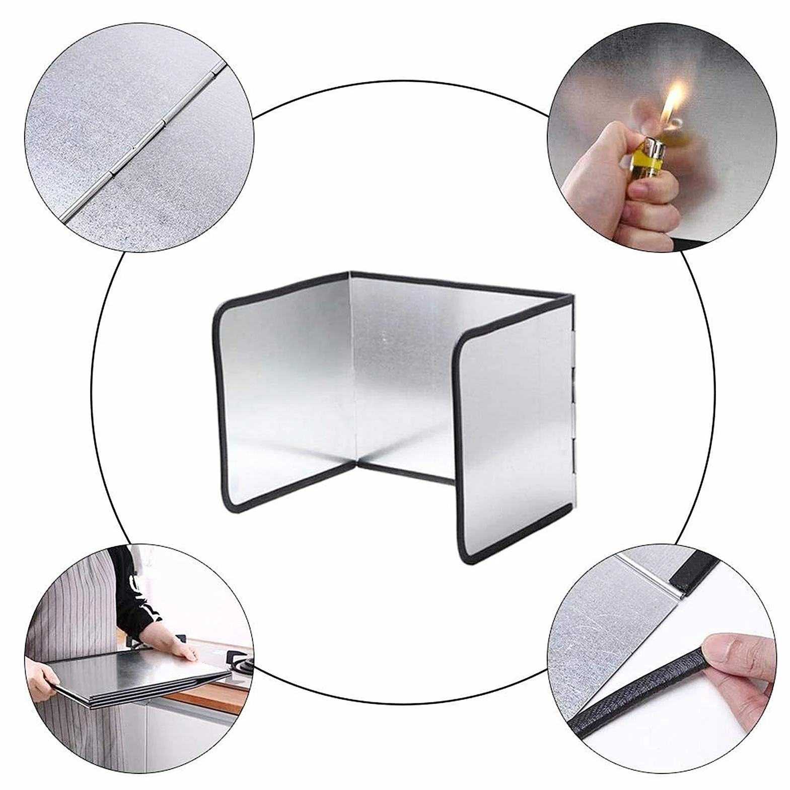 Pantalla Antiadherente de Tres Lados Protector contra Salpicaduras de Cocina Plegable (XL)