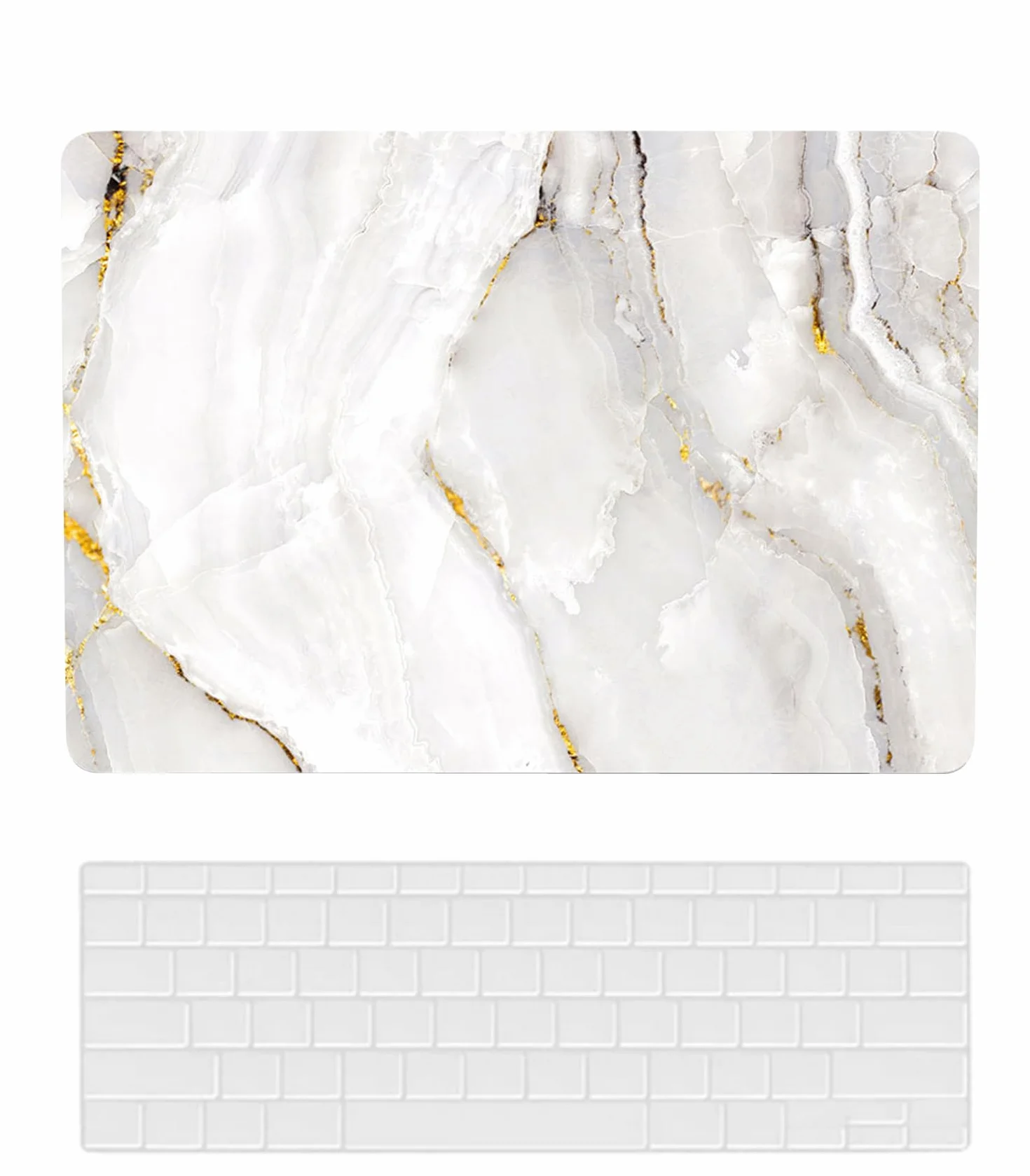 Funda Compatible con Macbook Air 13 Pulgadas 2020 2019 2018 Versión A1932 A2179 A2337 M1 con Pantalla Retina Touch ID, Plástico Carcasa Cubierta Protectora & Cubierta para Teclado - Mármol Blanco