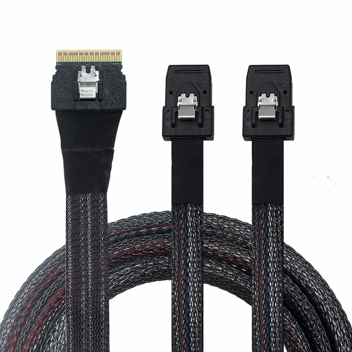 Cablecc PCI-E Ultraport Slimline SAS Slim 4.0 SFF-8654 8i 74pin a Dual SFF-8087 Mini SAS Cable PCI-Express
