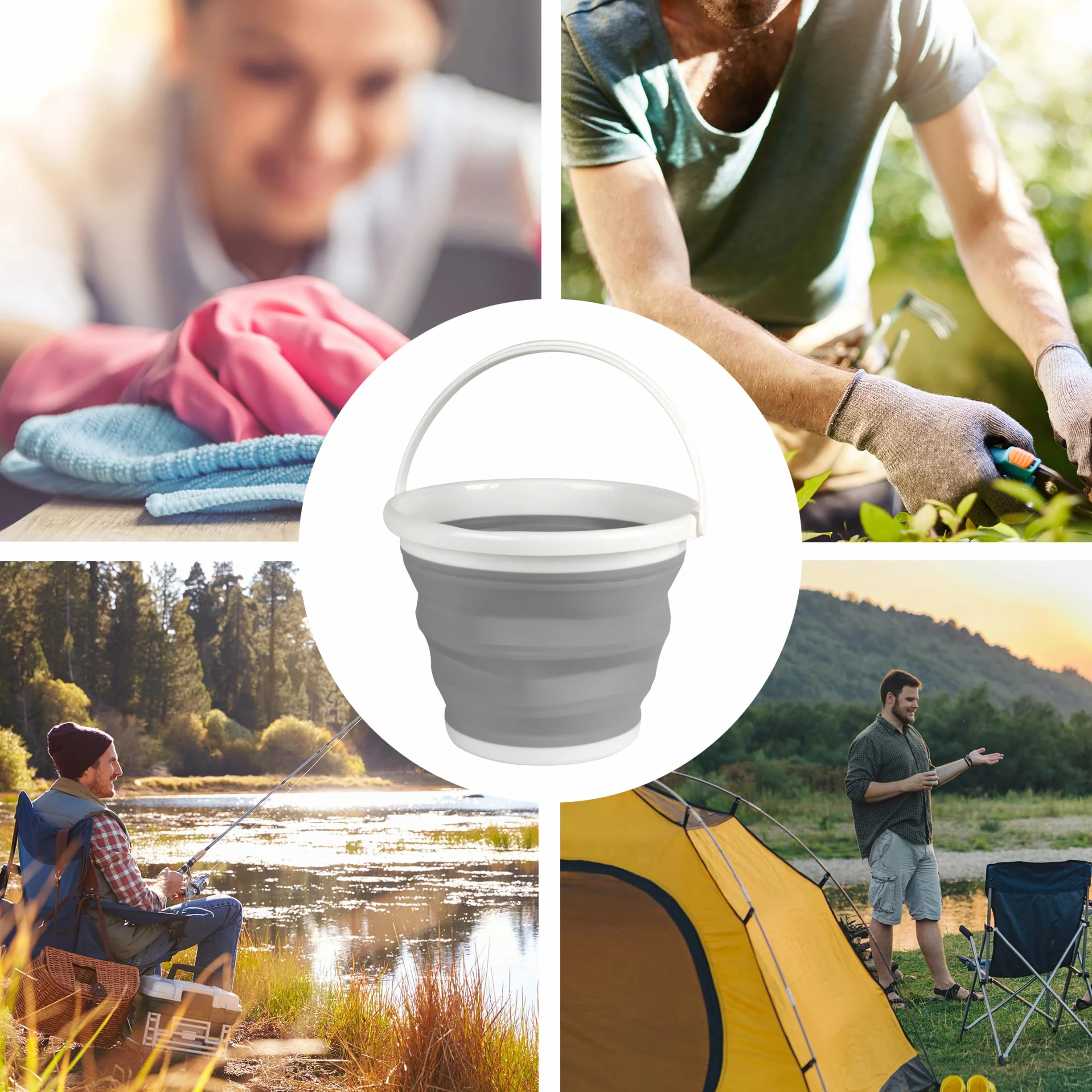 Beldray Cubo Plegable 10 litros Gris Práctico Resistente Ahorra Espacio