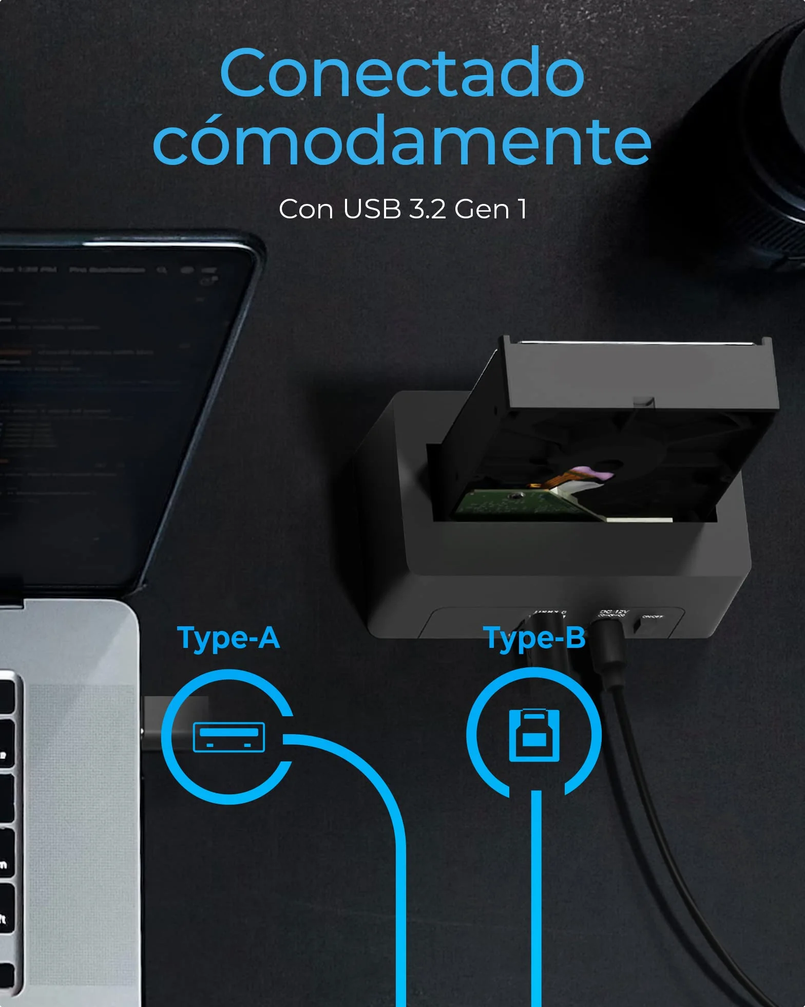 Icy Box HDD / Hard Drive Docking Station USB 3.0 para SATA 2.5" & 3.5", Estación de Clonación y Lector de Disco Duro, Adaptador, Externo, Negro, IB-1121-U3