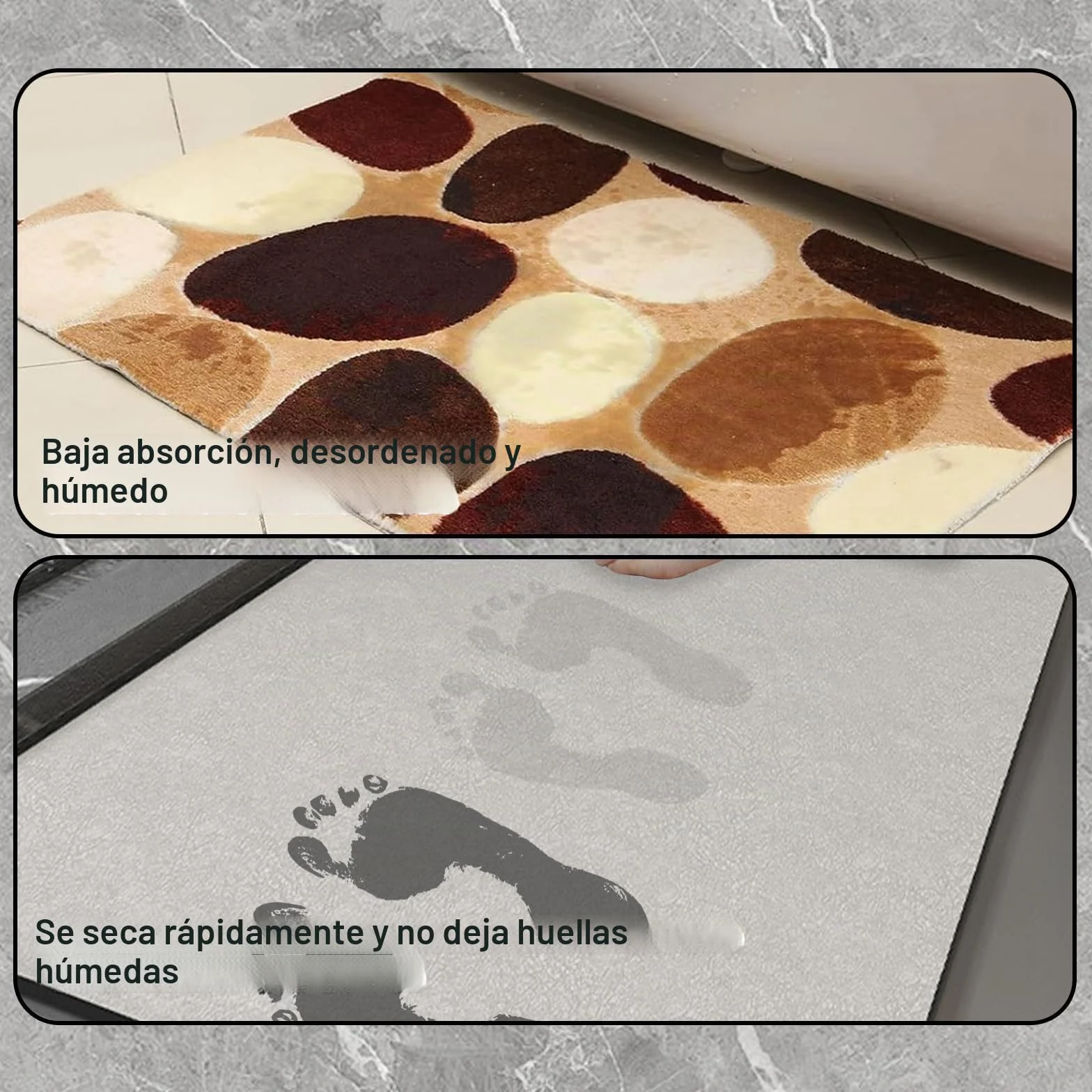 Alfombra Diatomita Baño 40x60cm Antideslizante Super Absorbente Piedra Lavable Ducha Bañera