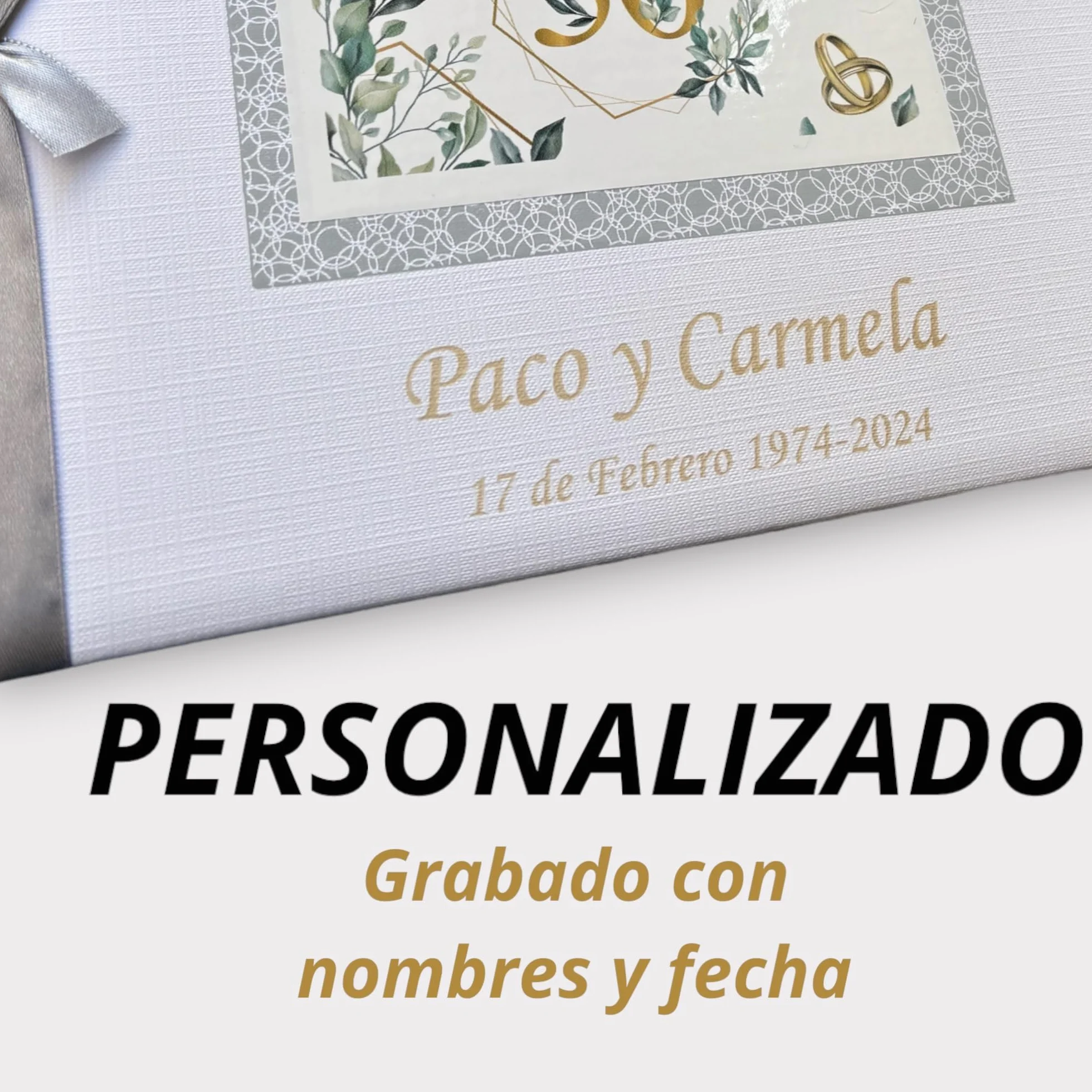 Libro de firmas para bodas de Oro PERSONALIZADO con nombres y fechas grabado en la portada