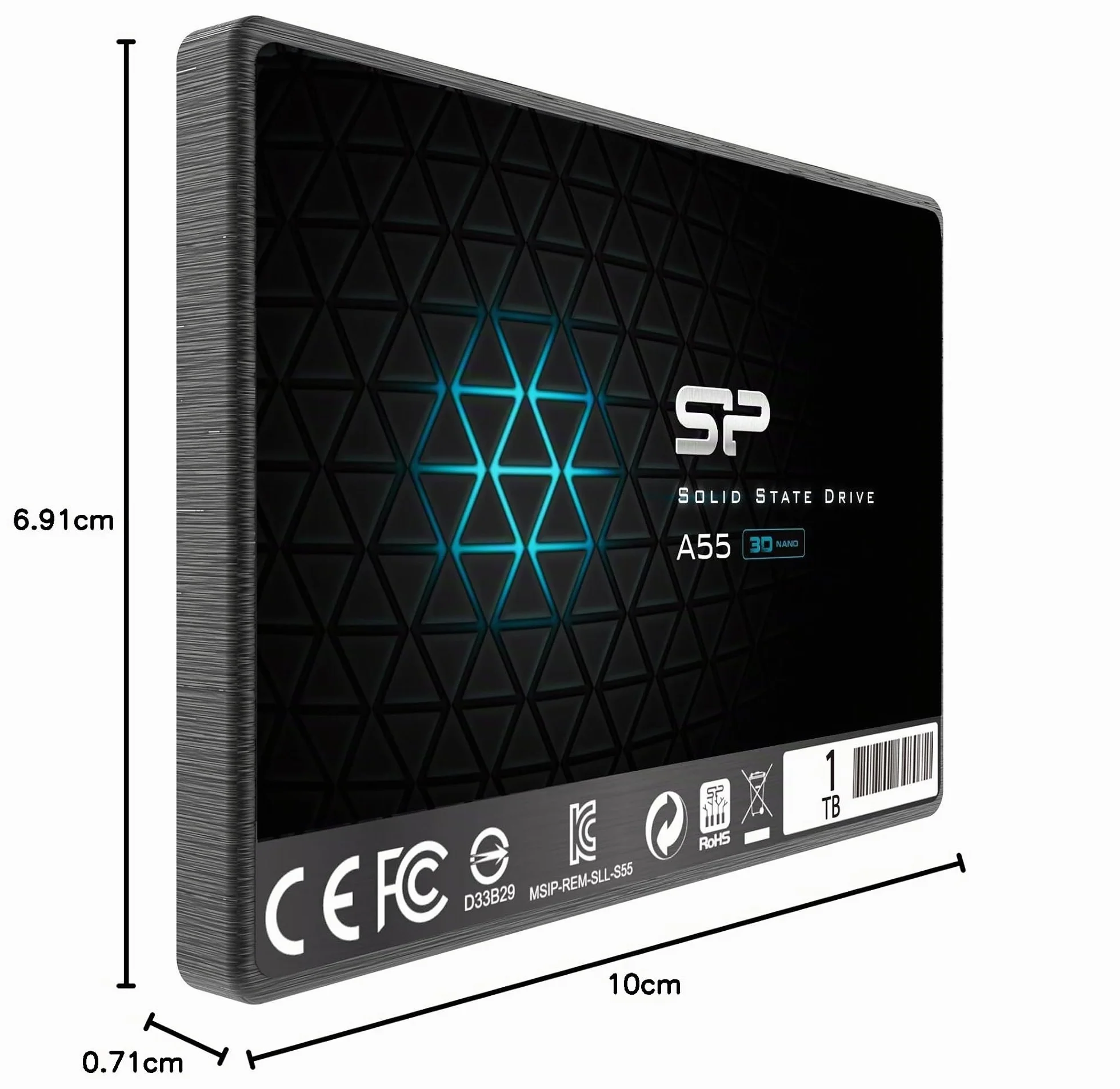 Silicon Power-1TB SSD 3D NAND A55 SLC Cache Performance Boost SATA III 2.5" 7mm (0.28") Internal Solid State Drive , Black