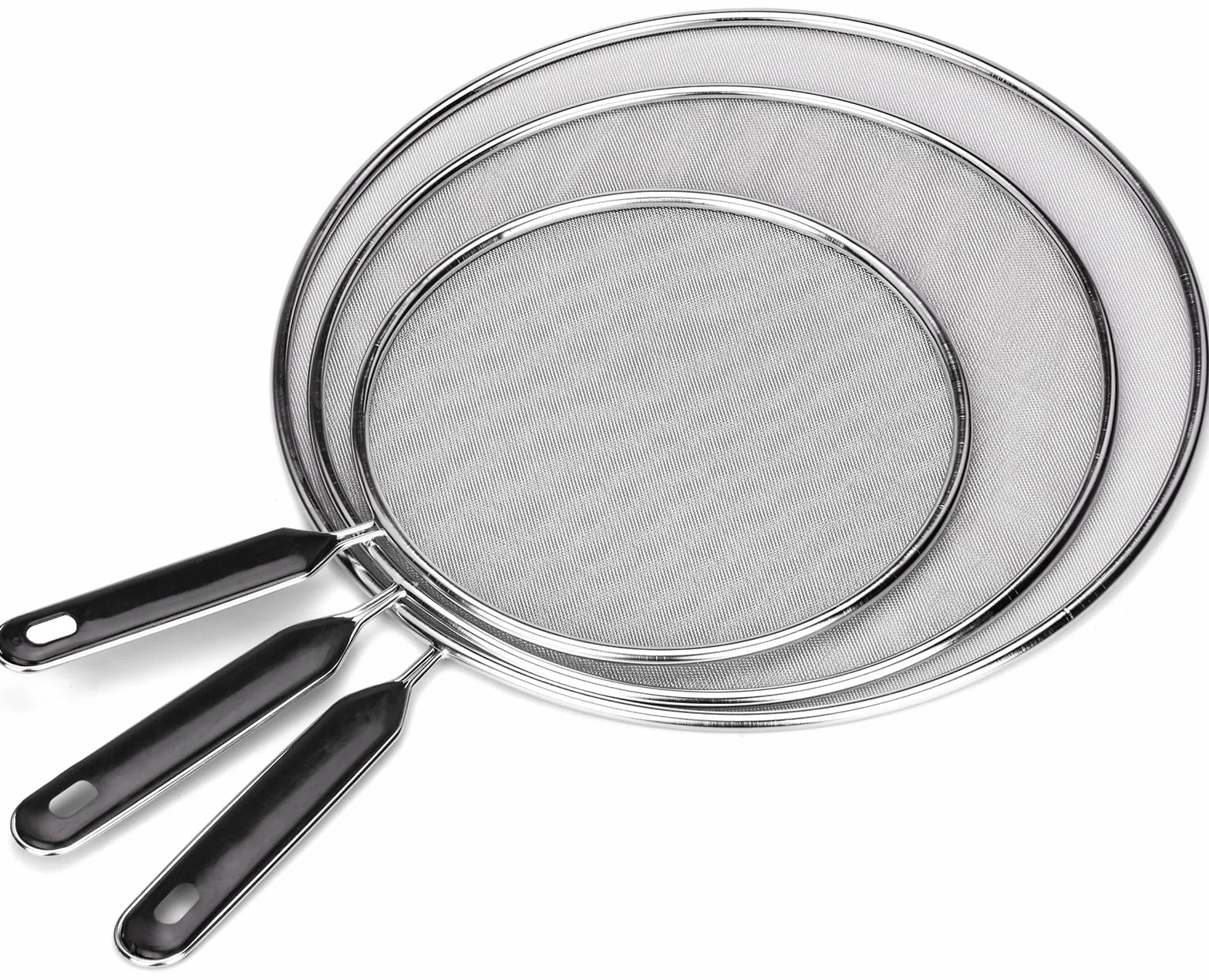 Tapa Antisalpicaduras de Acero Inoxidable 19cm 25cm 29cm Protector Salpicaduras con Mango