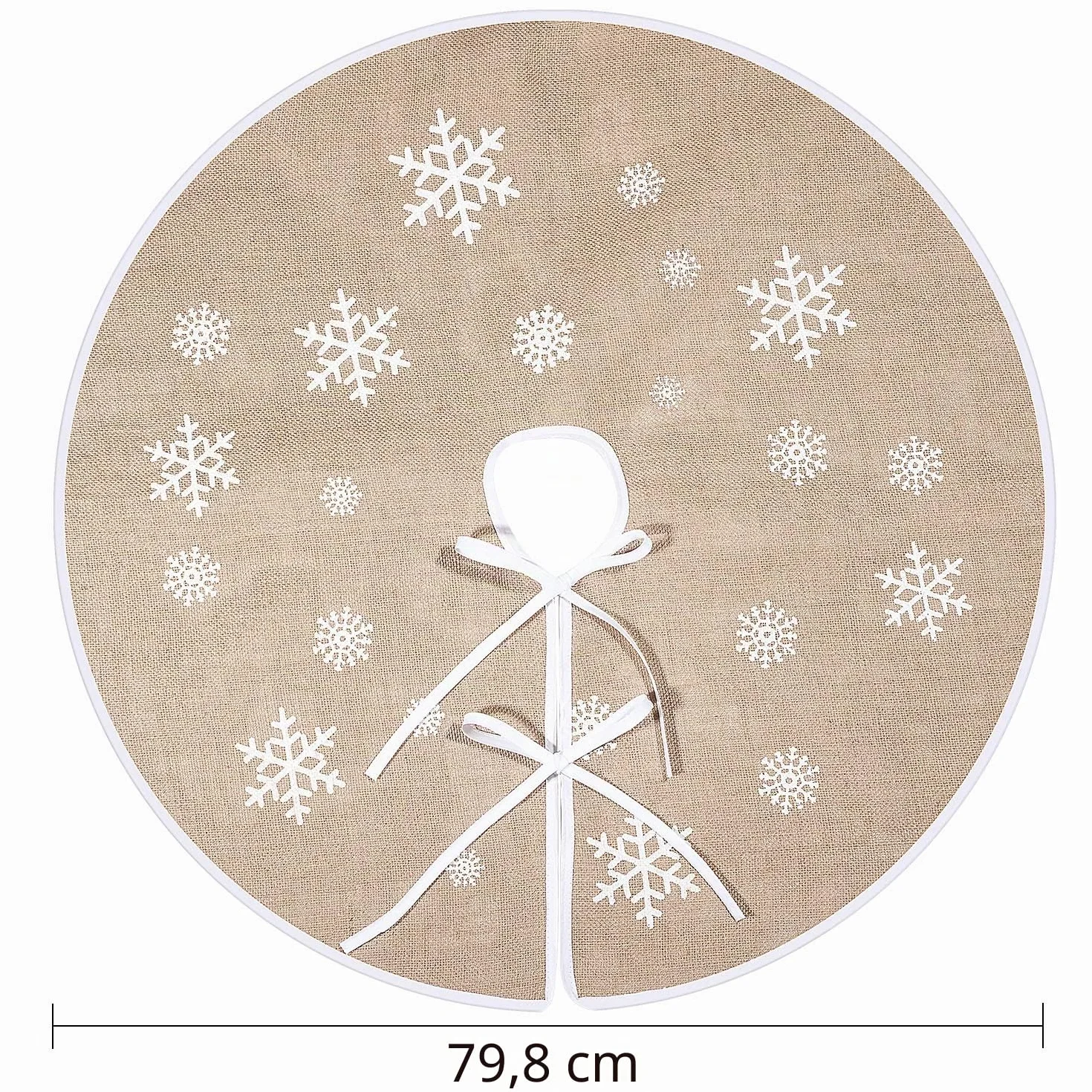 Falda de Árbol de Navidad de Arpillera Blanca con Copo de Nieve 80 cm