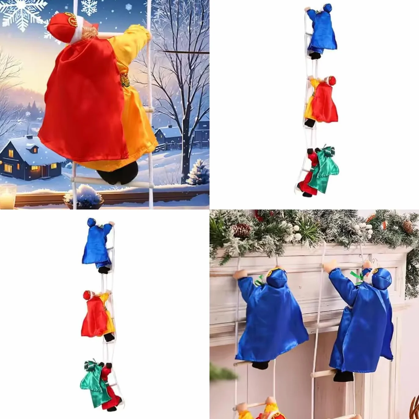 Muñecos Reyes Magos 131x14cm Decoración Navideña Escalera Colgante Balcón Árbol Exterior