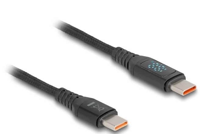 Delock Câble USB 2.0 de chargement Rapide USB Type-C™ mâle à mâle PD 3.1 140 W Avec Indication de Puissance, 1,20