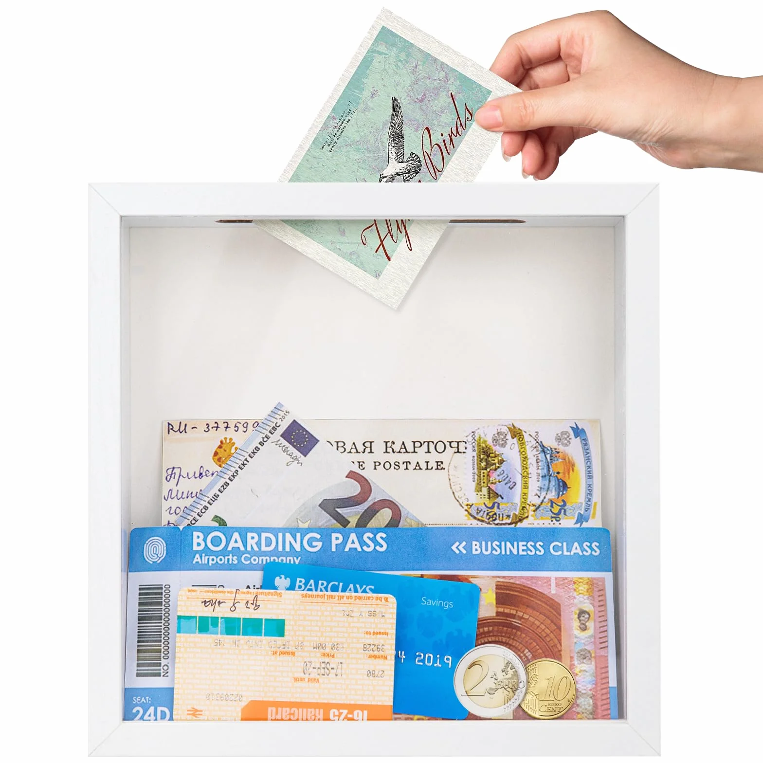 WISYOK Marco de fotos 3D para rellenar 22x22cm, marco de objetos 3D de 3cm de profundidad, marco profundo para pared y escritorio, caja de sombra para fotos, objetos, ramo de novia, obras de arte DIY