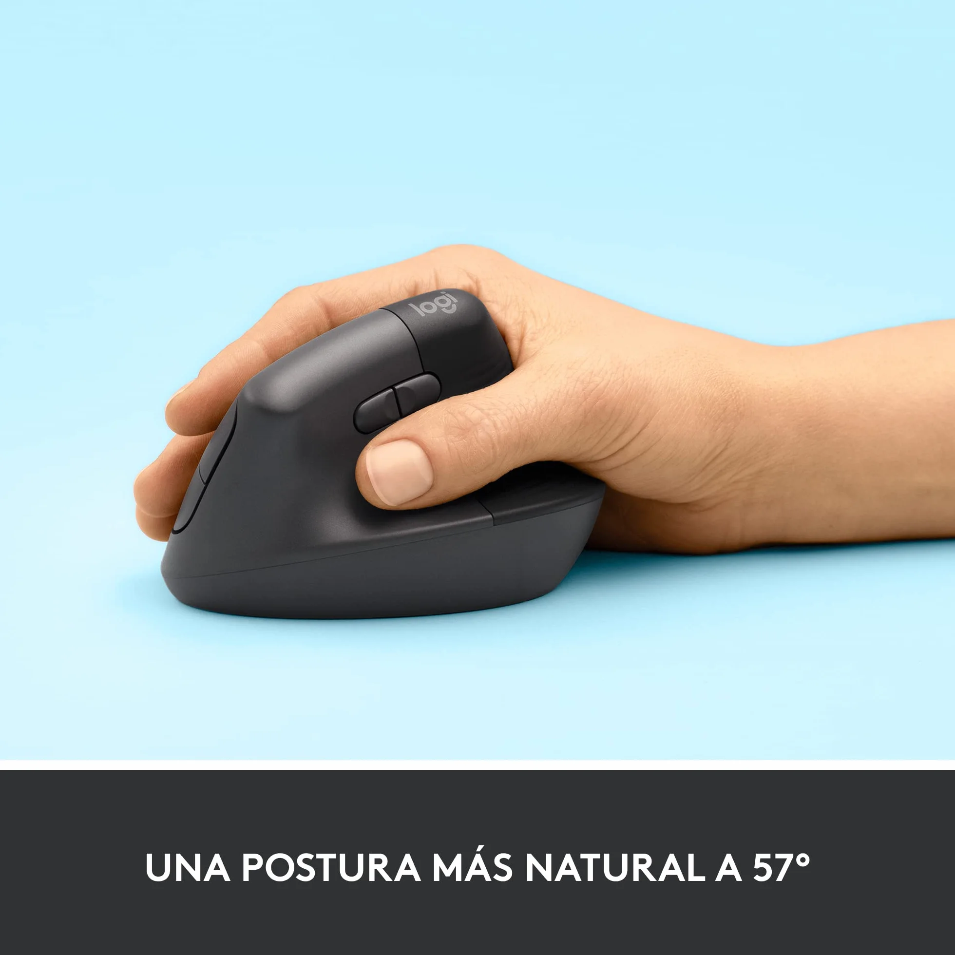 Logitech Lift Ratón Ergonómico Vertical, Inalámbrico, Bluetooth o Receptor Logi Bolt USB, clics Silenciosos, 4 Botones, Compatible con Windows/macOS/iPadOS, portátil, PC - Grafito