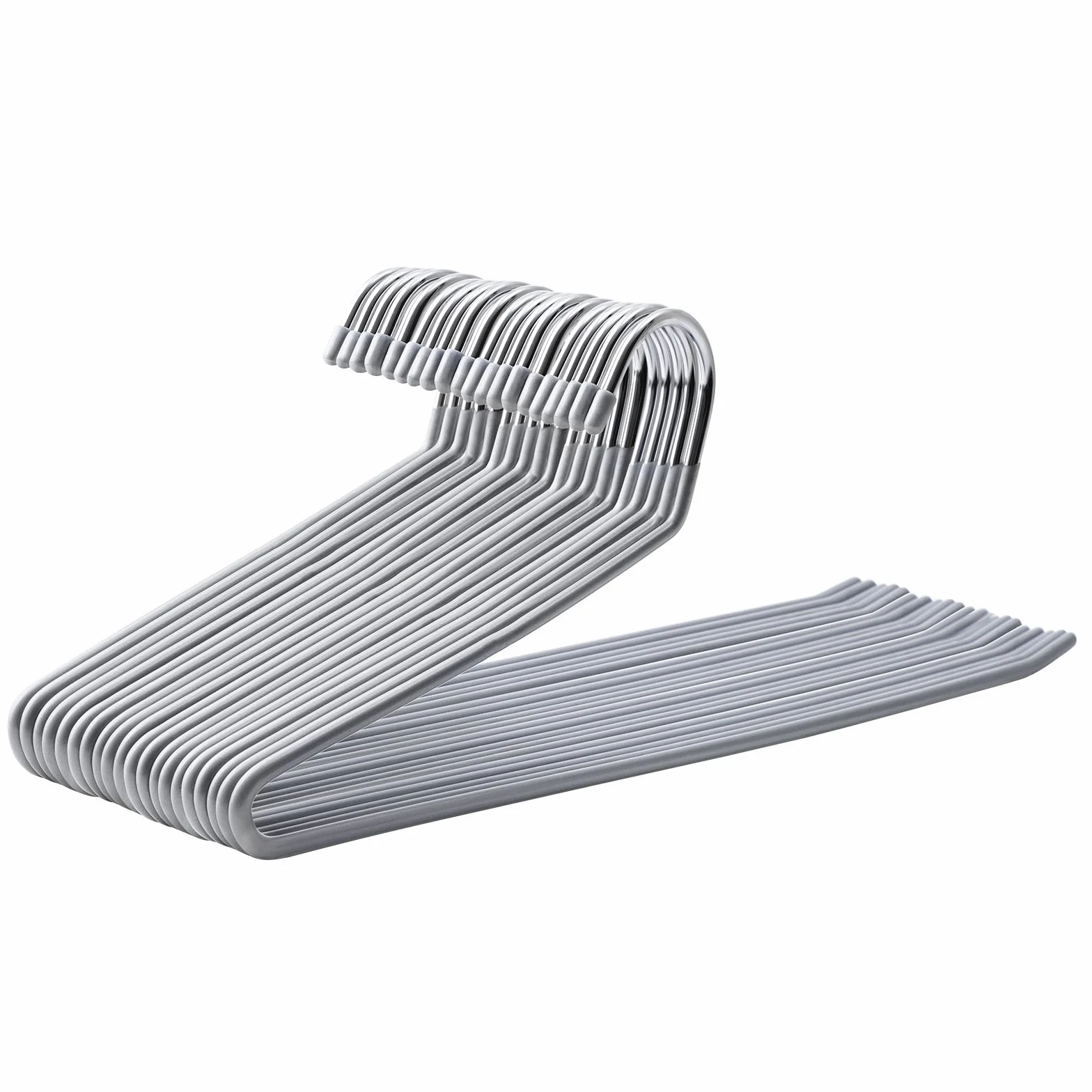SONGMICS Set de 20 Perchas de Metal, Perchas Multifuncionales con Recubrimiento Antideslizante, Ahorro de Espacio, 38 cm de Longitud, Gris CRI04G-20