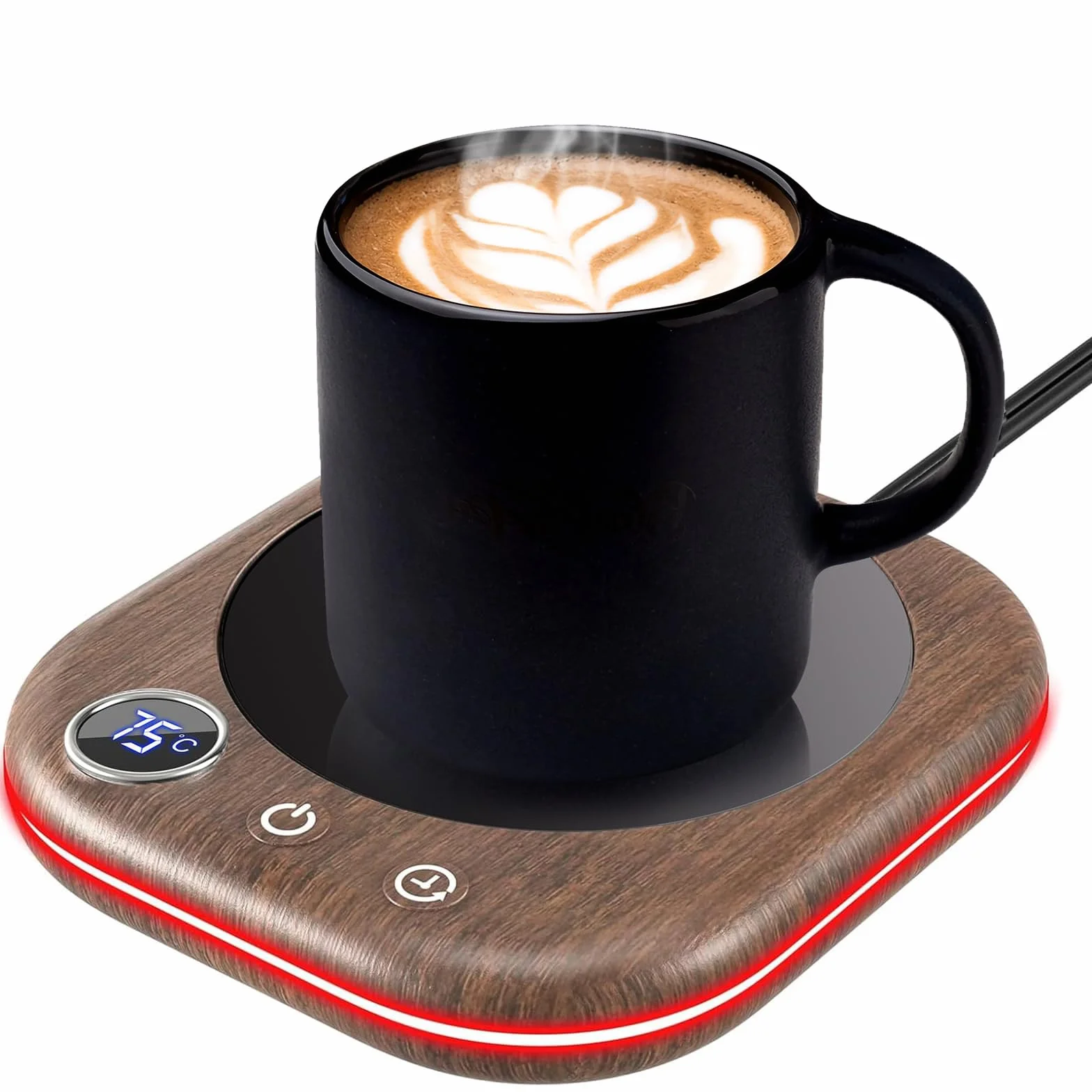 Calentador de Tazas，Calentador de Café de Sobremesa con 3 Modos de Temperatura, Pantalla Digital LCD，1-12H Apagado Automático, Calentador de Velas Inteligente Café Accesorios