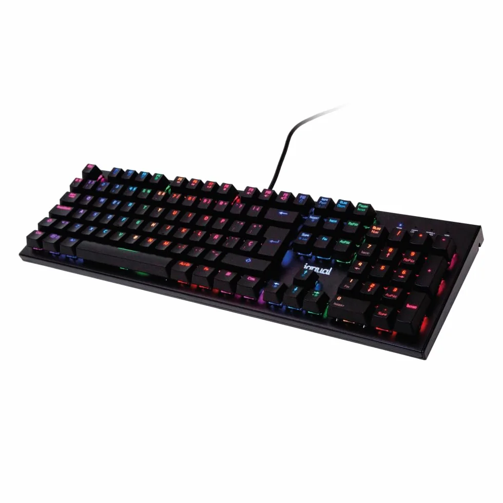 iggual - Teclado Mecánico Obsidian RGB con Cable USB105 Teclas Teclado con IluminaciónLED RGB - Fácil Instalación - Color Negro - Medidas 44,2x13,6x3,7 cm