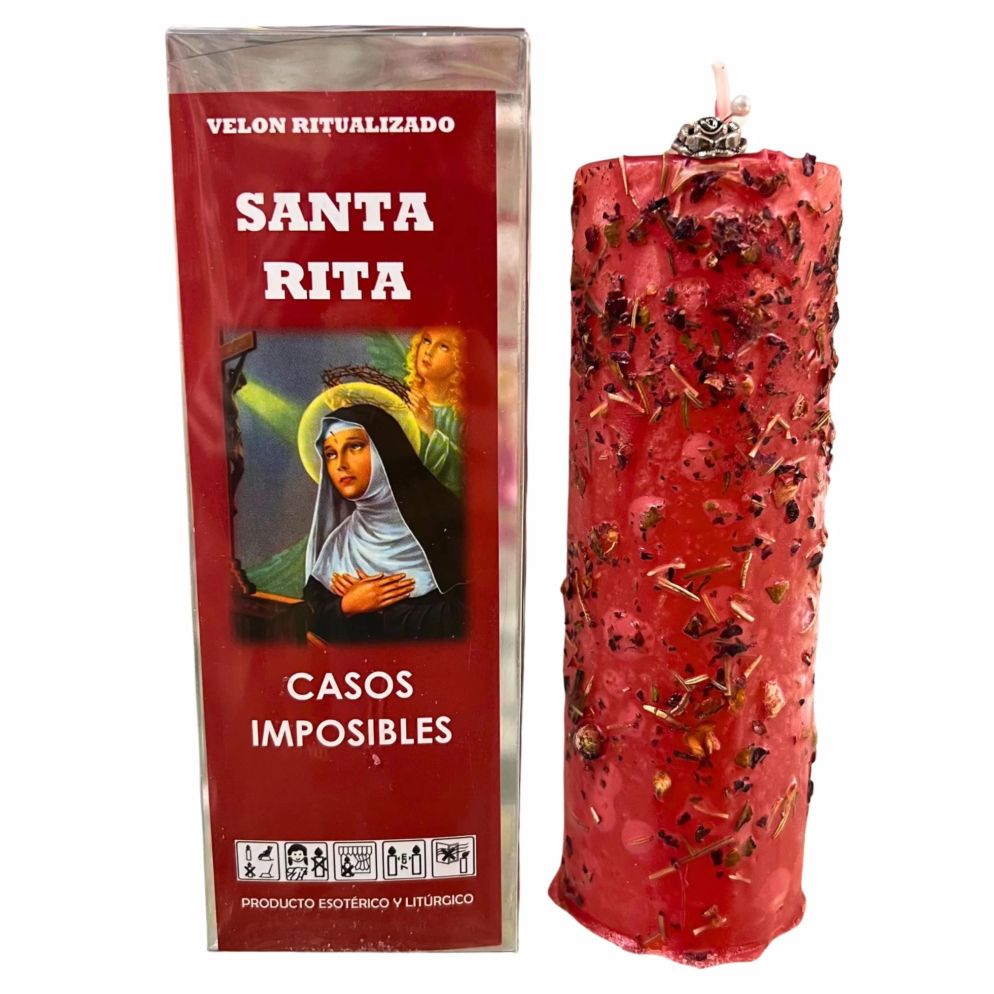Velón de Santa Rita para Resolver Casos Imposibles Ritualizado con Amuleto e Instrucciones