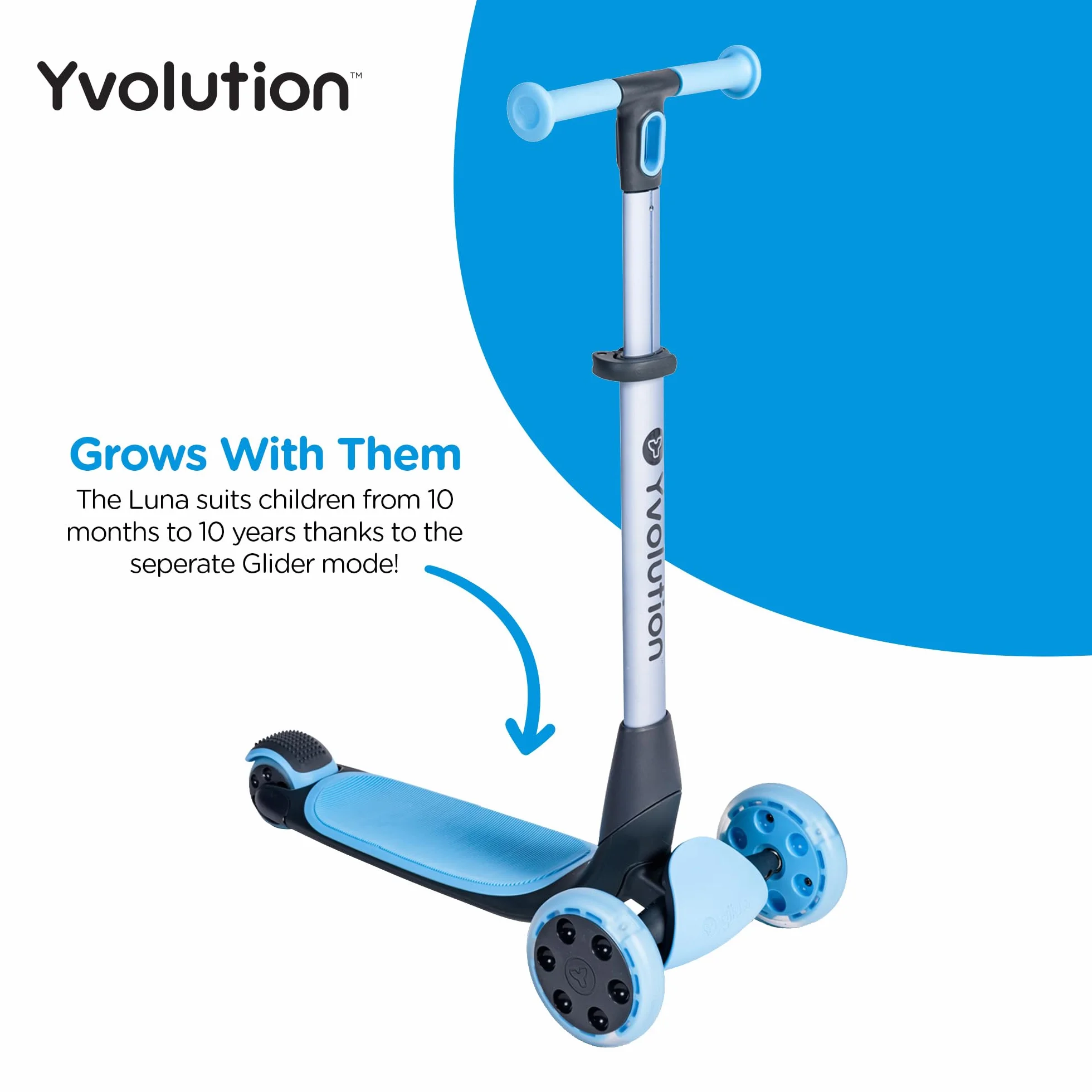 Yvolution YGlider Luna 5 en 1 Evolutivo Correpasillos Patinete Almacenaje