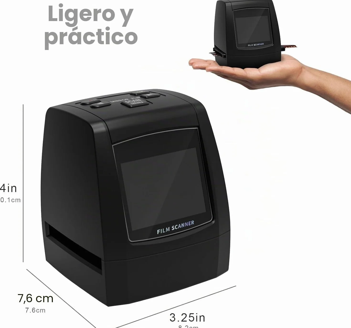 Escáner digital de diapositivas, escáner de diapositivas independiente y escáner negativo Convierte negativos y diapositivas de película de 35 mm, 126, 110, Super 8 y 8 mm en imágenes JPEG, pantalla