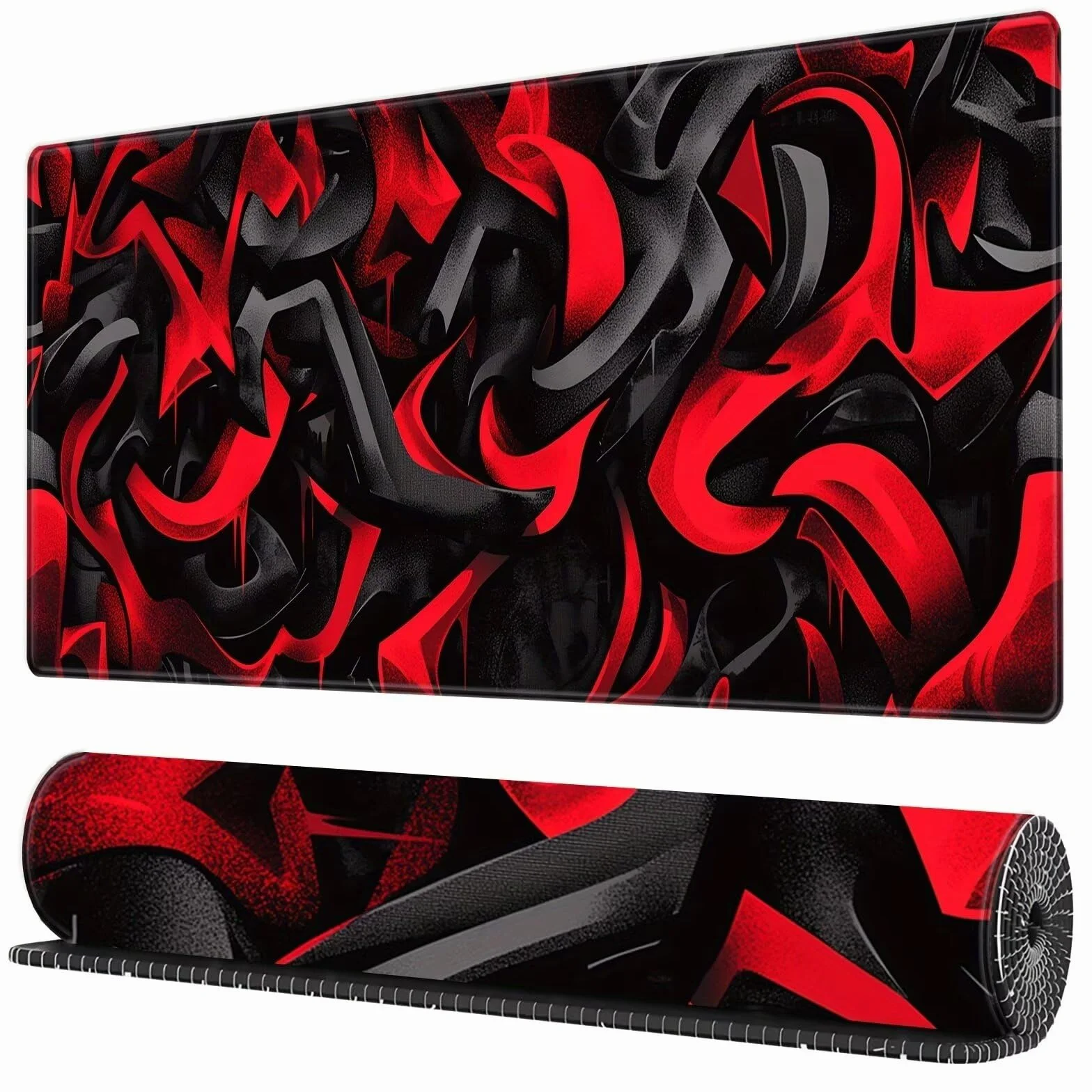 Alfombrilla de Ratón Gaming XXL 1000x500x2mm, Rojo Negro | Alfombrilla Escritorio Grande Antideslizante, Superficie de Alta Precisión y Velocidad para Teclado, PC y Laptop