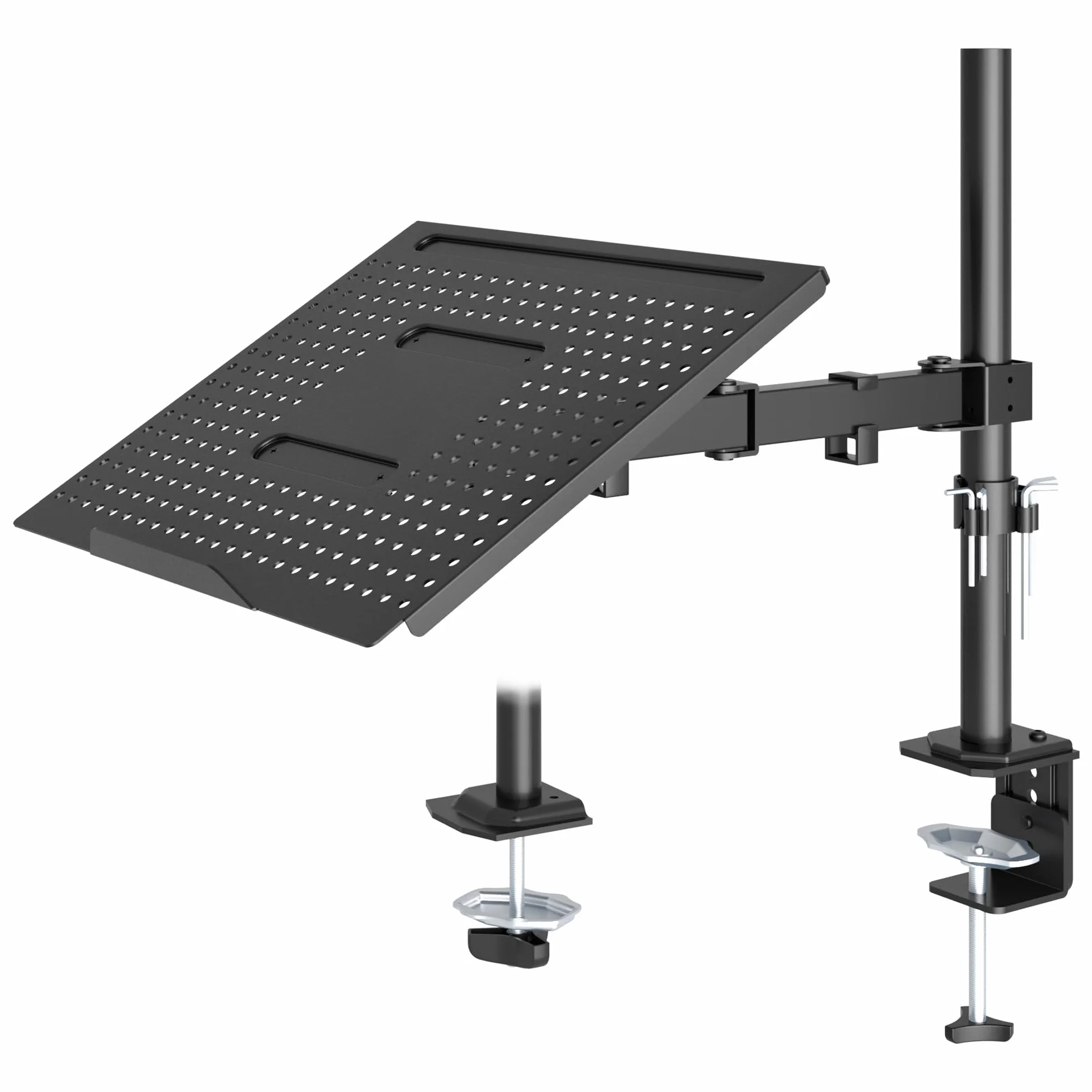 Redbat Soporte de Monitor y Bandeja Ventilad para Portátil de 16 Pulgadas y Pantallas LCD LED de 13 a 32 Pulgadas, hasta 8 kg, Brazo Monitor con Inclinación, Giro y Rotación