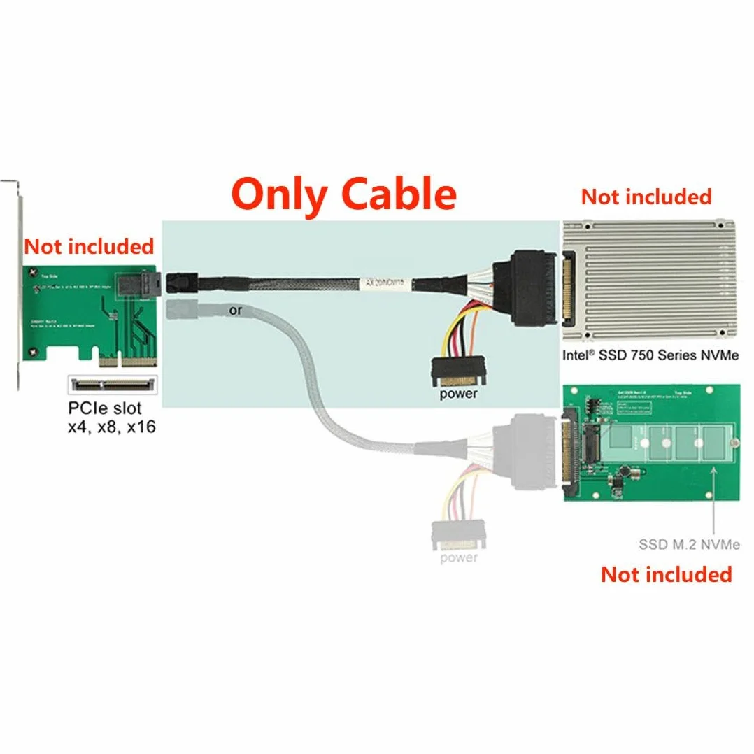 CY U.2 U2 SFF-8639 NVMe PCIe SSD Cable para Placa Base Intel SSD 750 P3600 P3700 M.2 SFF-8643 Mini SAS HD