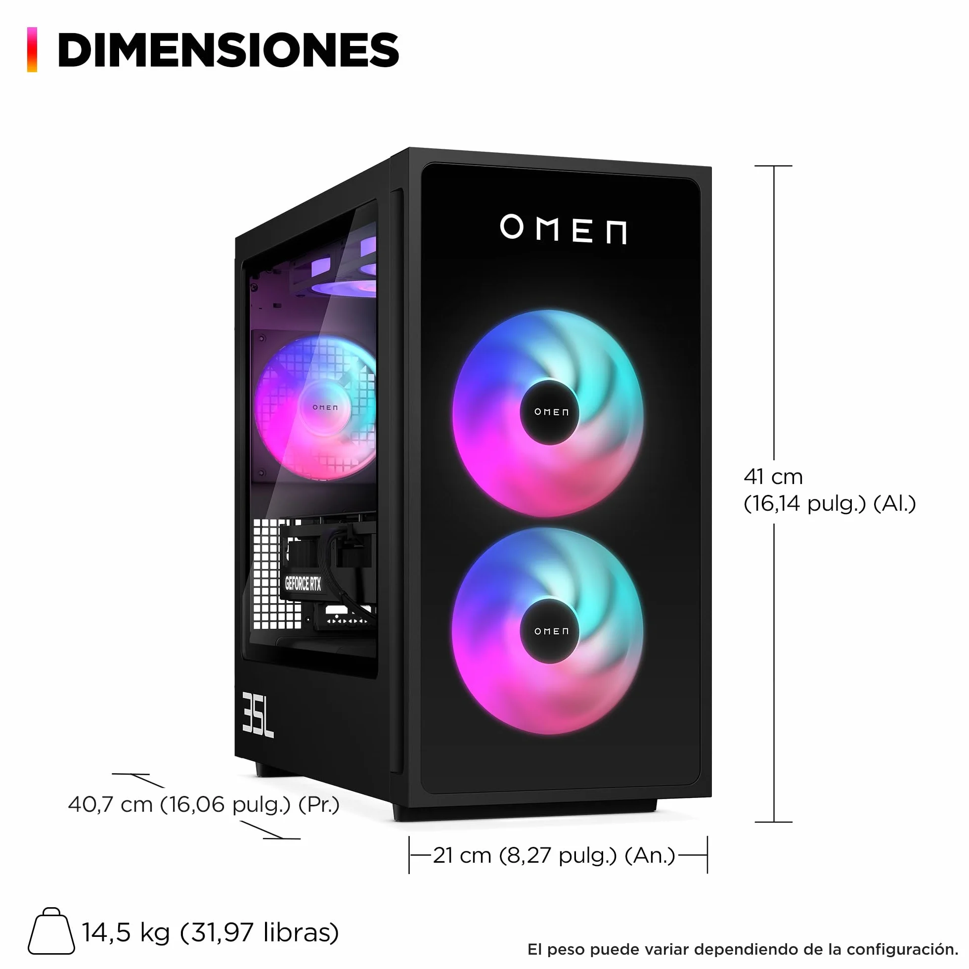 HP Ordenador sobremesa Gaming OMEN (Procesador Intel Core Ultra 7 265K, 32GB RAM, 1 TB SSD, NVIDIA GeForce RTX 5070 12GB, Windows 11)