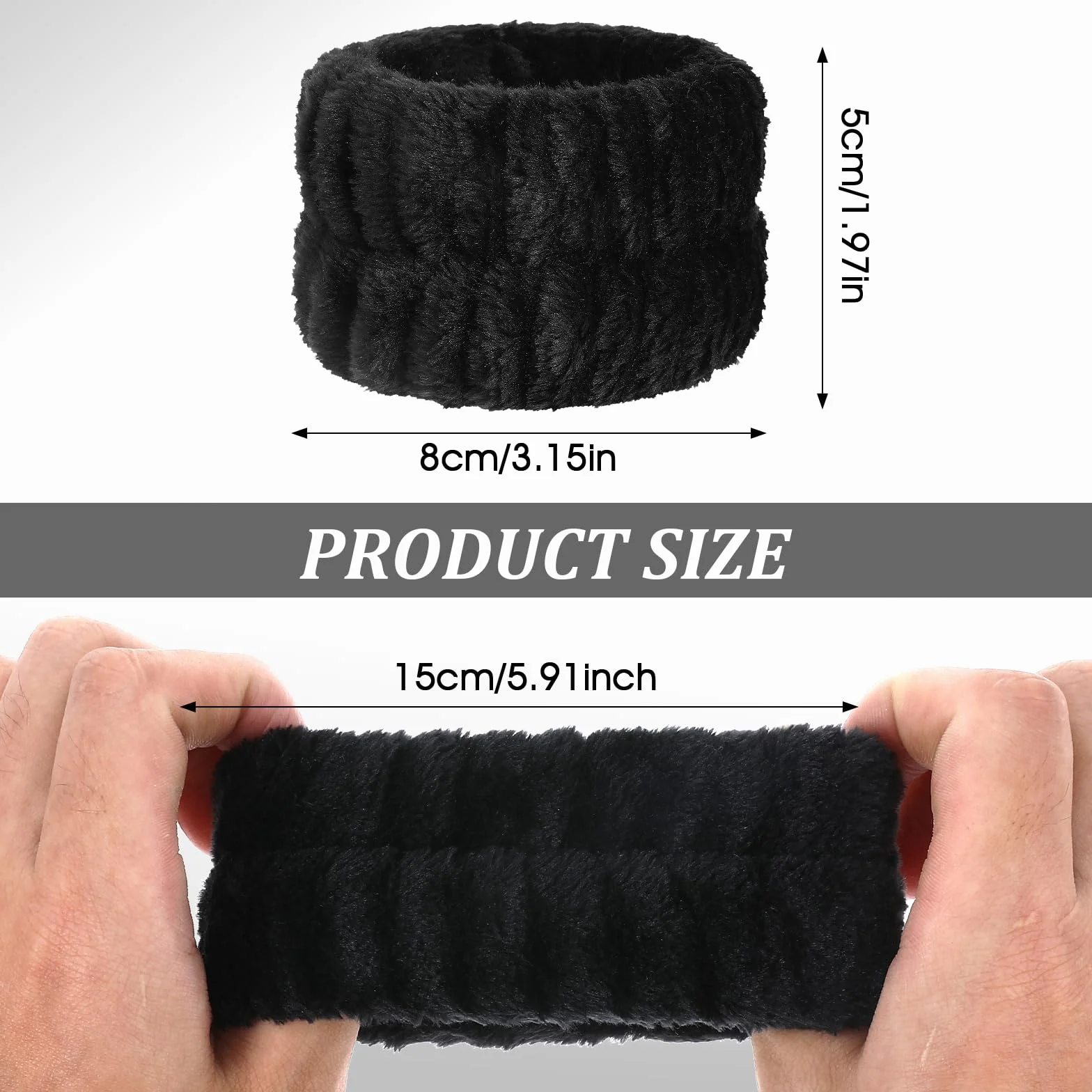 Abeillo Pulseras de Microfibra para Lavar la Cara, Toallitas Absorbentes para Spa y Ducha (Negro)