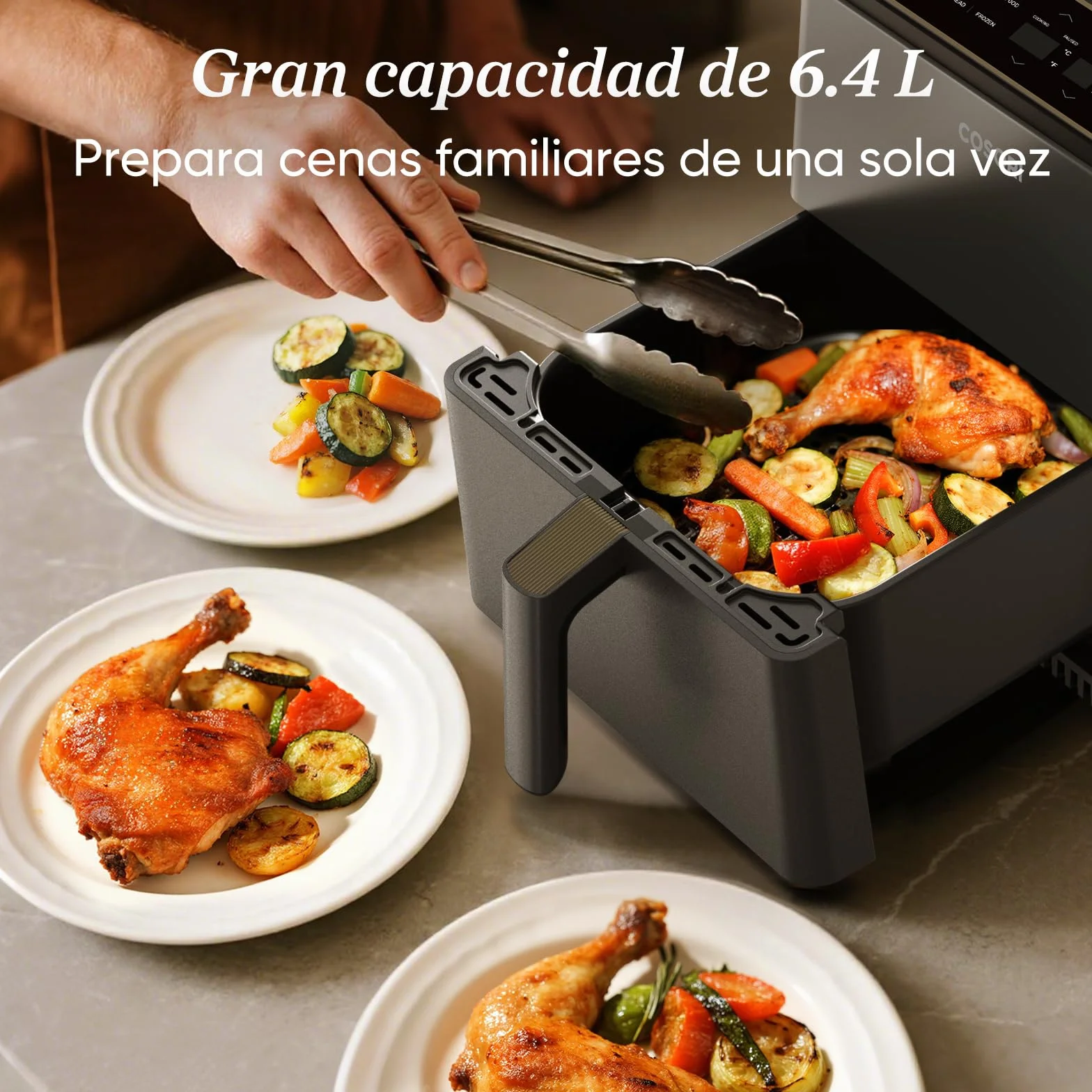 Cosori Dual Blaze Air Fryer WiFi 6.4L Freidora de Aire sin Aceite 11 en 1 App Recetas Chef Español Gris