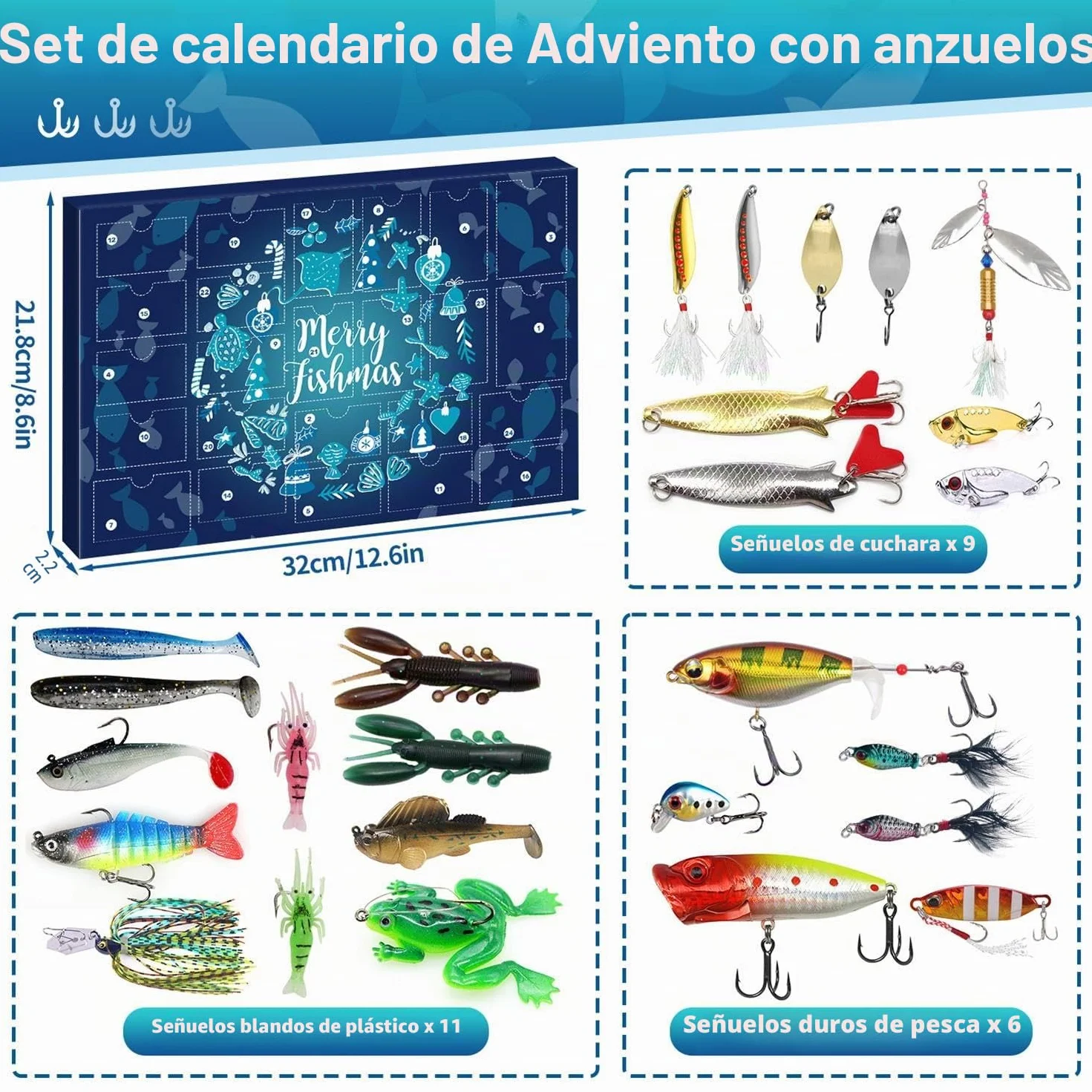 iZoeL Adviento Calendario Pesca 2025 Hombre Adolescente Niño Calendario Navidad 24 Gran Regalo Sorpresa