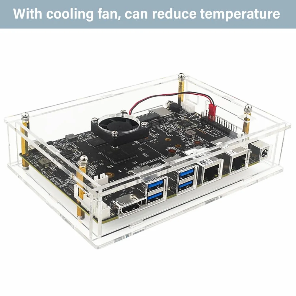 Caja acrílica con ventilador para Banana Pi para BPI F3 Board Case Transparentemente