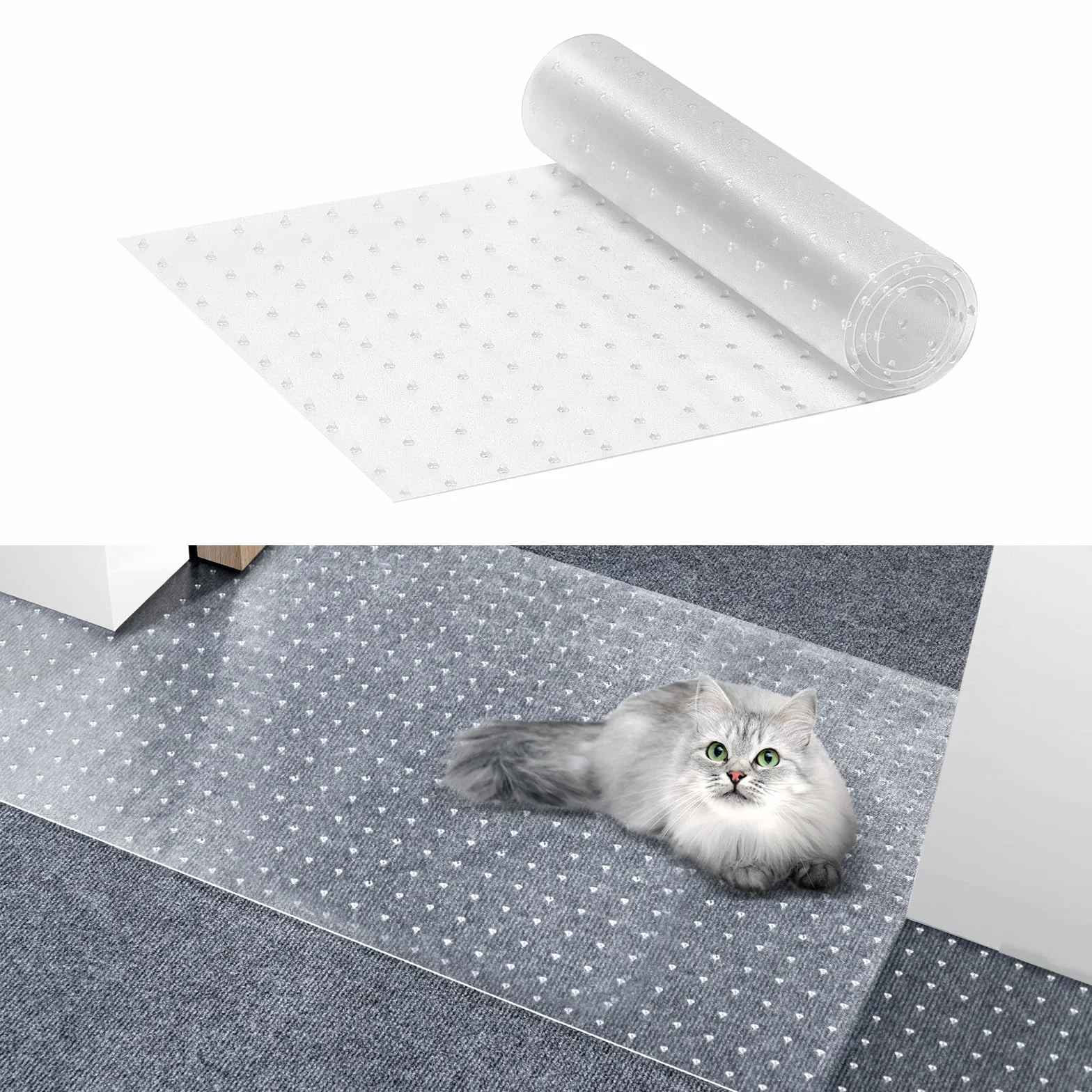 VEVOR Protector de Alfombra para Mascotas, Antideslizante, a Prueba de Arañazos, 1097 x 380 x 5.7 mm, Transparente