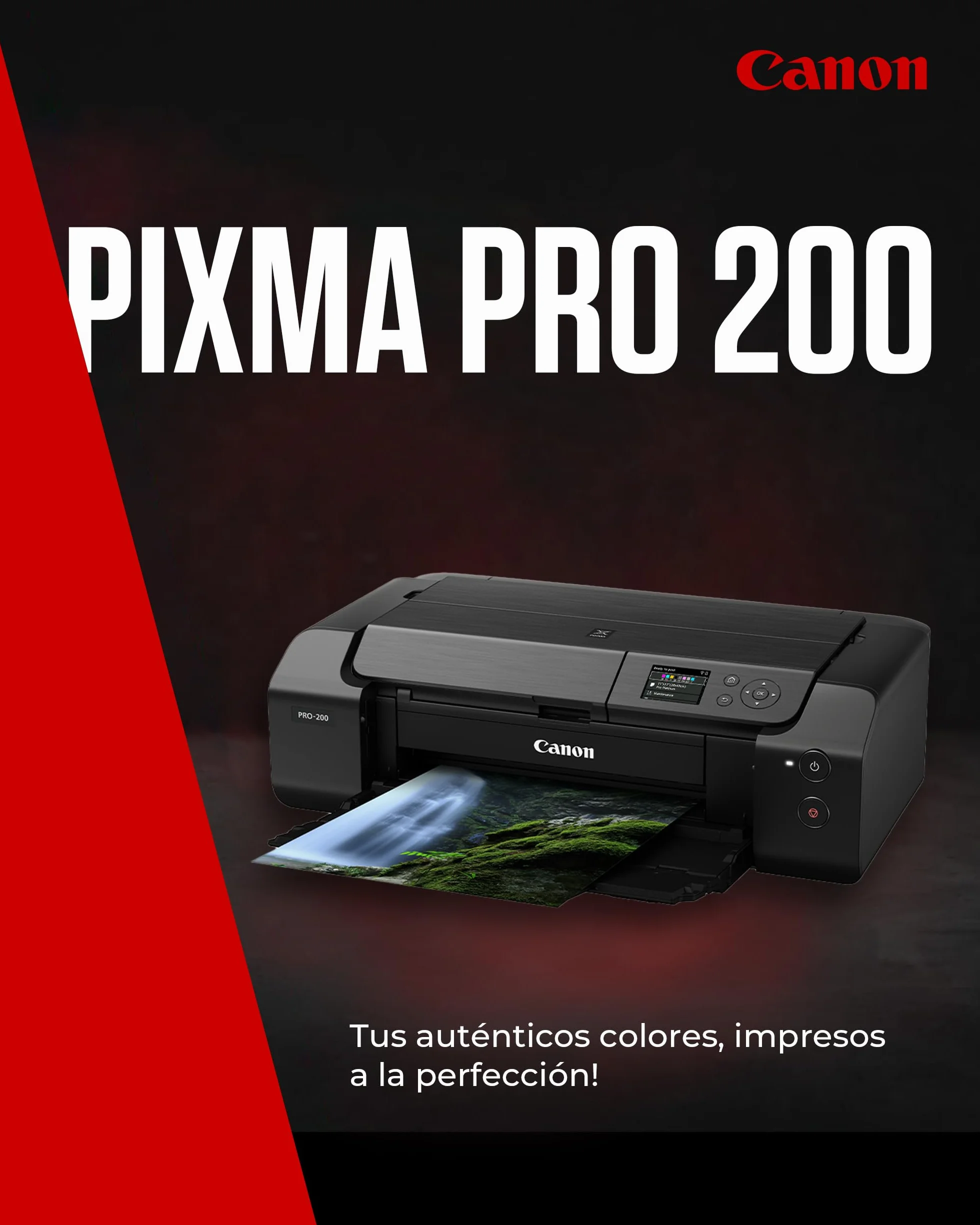Canon Pixma PRO-200 Impresora Fotográfica Profesional, Sistema de Inyección de Tinta, A3+, WiFi, 8 Cartuchos de Tinta, Impresión Sin Bordes, Impresión de Alta Velocidad, Negro