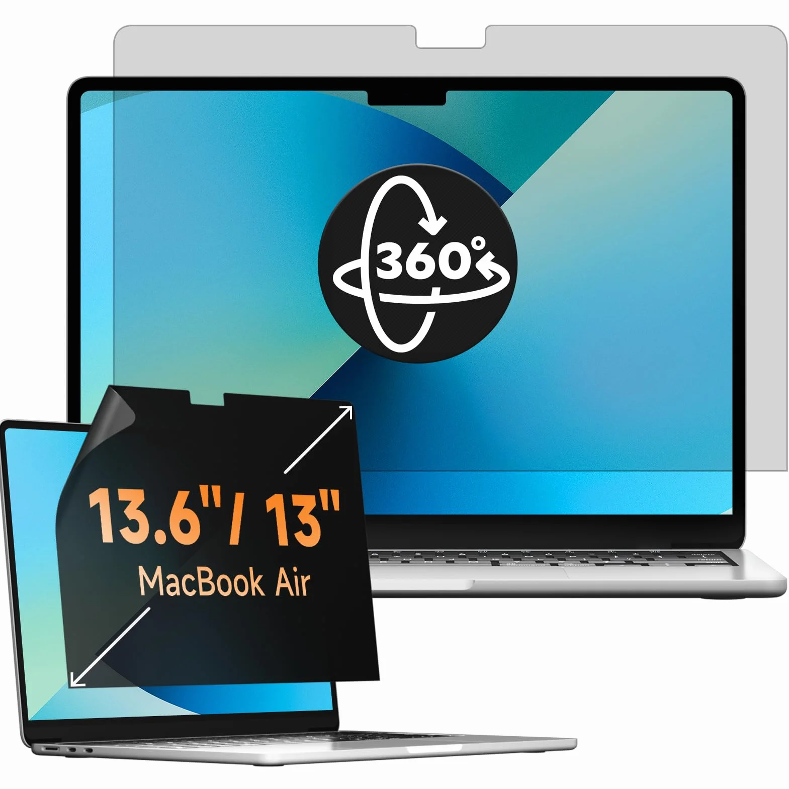 Mamol 360° Filtro de privacidad para MacBook Air de 13,6 pulgadas M5 2026,M4 2025,M3 2024,M2 2022, Filtro antiespía y azul de luz, filtro de privacidad para Mac de 13,6"