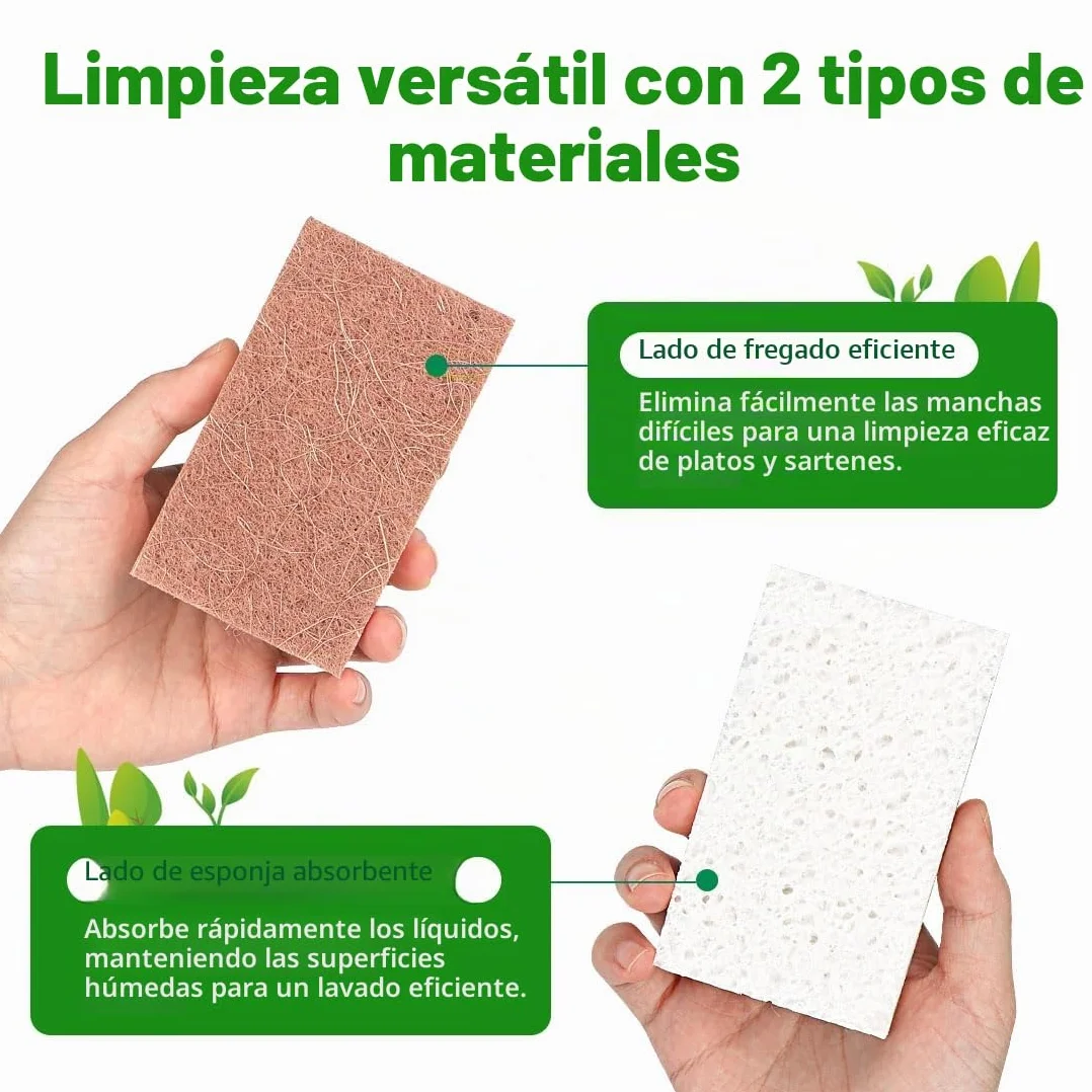 Set de 12 esponjas de cocina naturales HOMEXCEL, doble cara, resistentes a arañazos, celulosa segura para sartenes antiadherentes