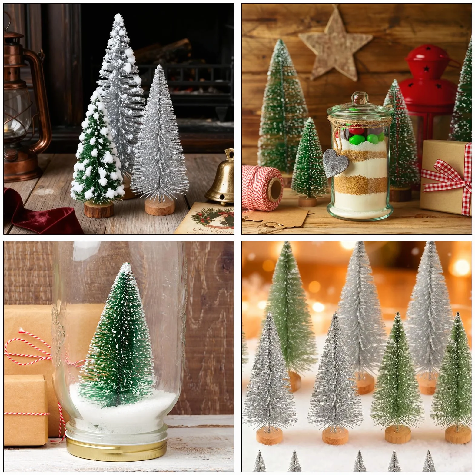 Mini Árbol de Navidad Abeto Decoración Navideña 20 Piezas para Ventana Tienda DIY