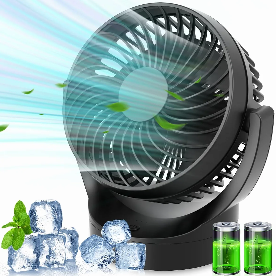 Tiazhan Ventilador Usb, 3000mah Ventilador Portátil 5 Velocidades Recargable Ventilador Portatil Dura 4-10hrs, Silencioso, Para Dormitorio, Oficina, Biblioteca, Viajes Al Aire Libre