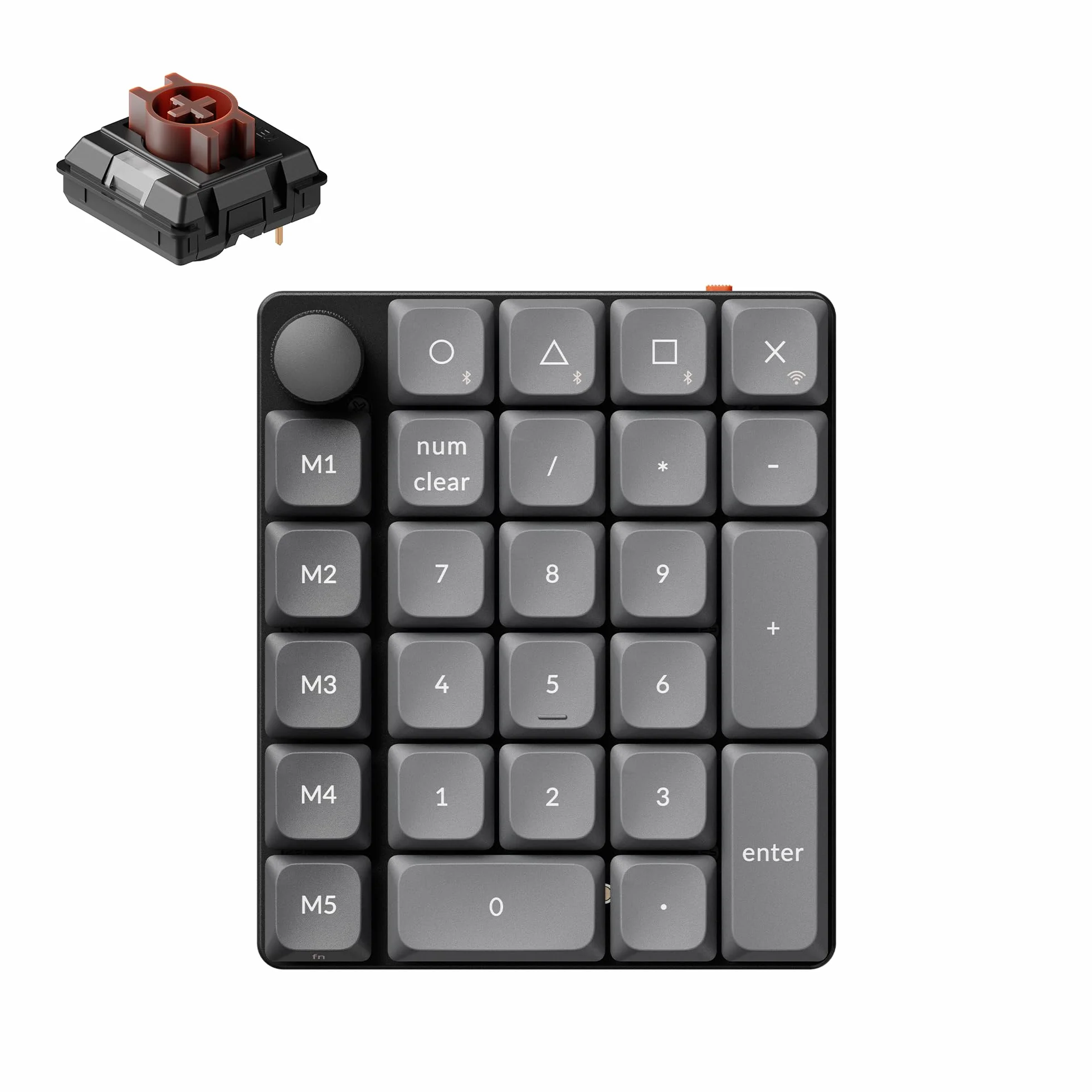 Keychron K0 MAX Teclado Numérico Inalámbrico Low-Profile, 27 Teclas, 1000Hz Polling Rate, Numpad Programable, 2,4 GHz/Bluetooth 5.3 / USB-C, Knob, Intercambiable en Caliente, Interruptore Marrone