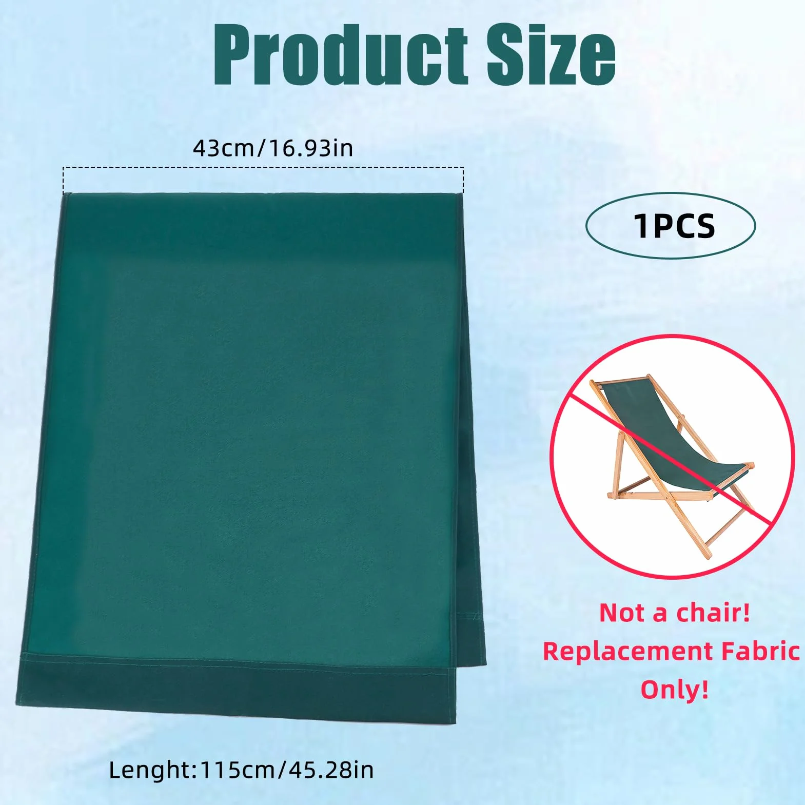 NICENEEDED Paño de Repuesto para Silla de Playa de 45 Pulgada, Silla Plegable de Lona para Exterior