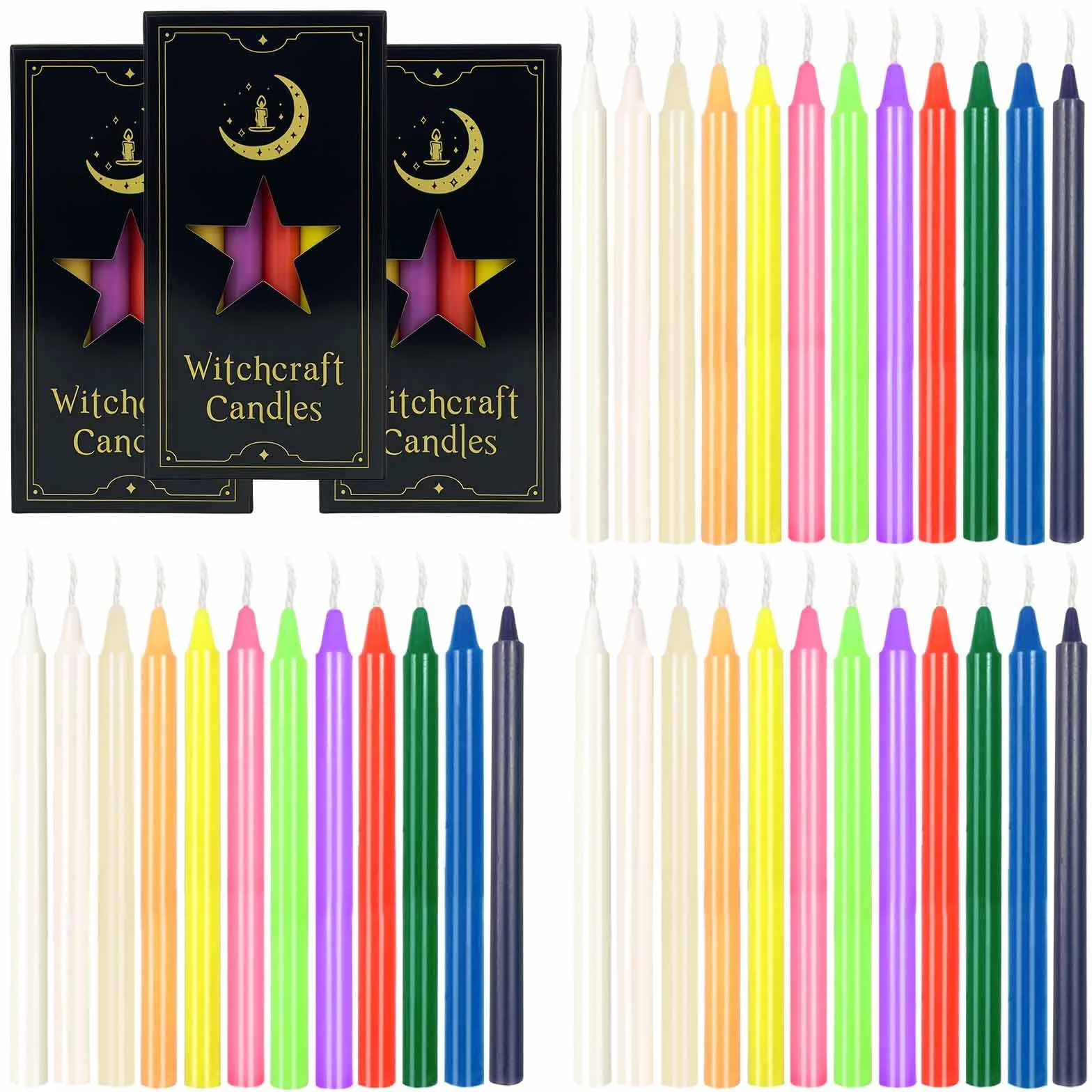 Velas Decorativas,36 Velas de Colores,1,2 x 16 cm,Candela Pequeñas para Decoración de Mesas y Rituales,Oraciones,Meditación y Decoración de Fiestas