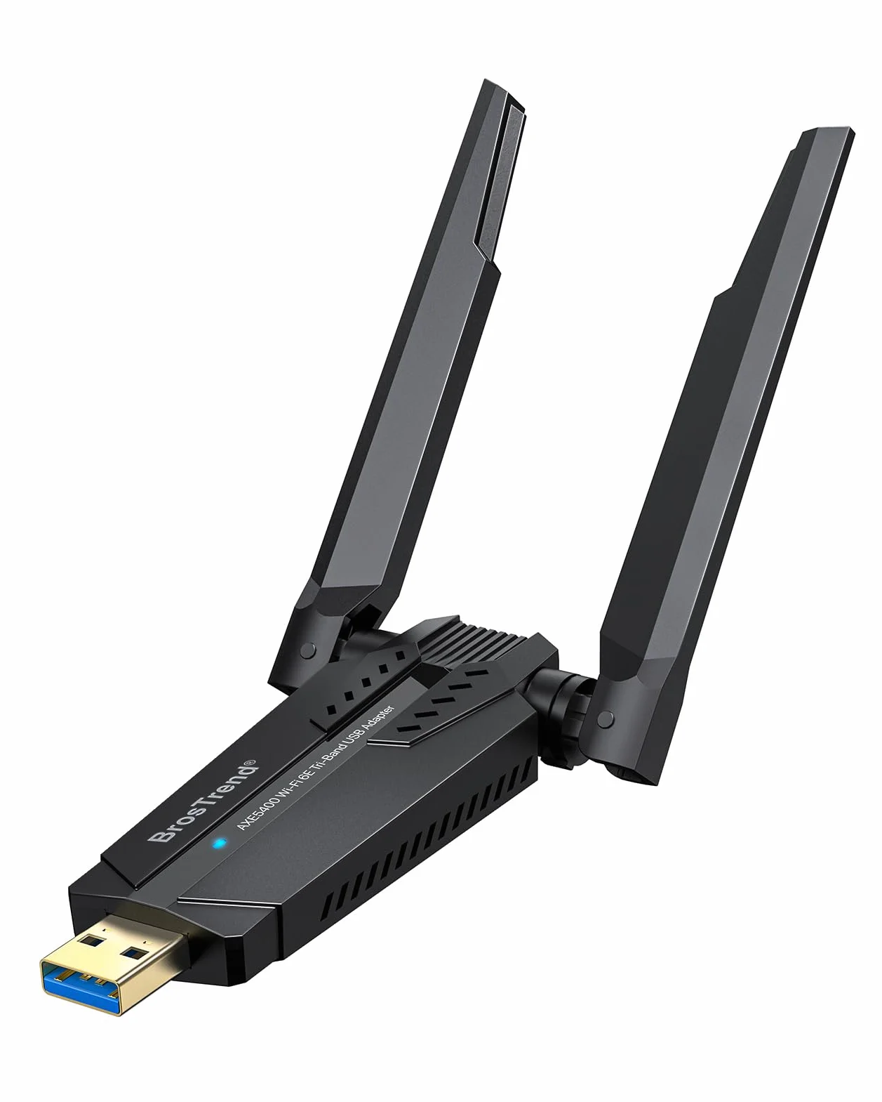 BrosTrend 5400Mbps Adaptador WiFi USB para PC Tri-Banda 6GHz y 5GHz y 2.4GHz, AXE5400 USB WiFi 6E Largo Alcance, Antena Wi-Fi USB3.0, Receptor Inalámbrico para Windows 11/10, Wi-Fi 6 Dongle MU-MIMO