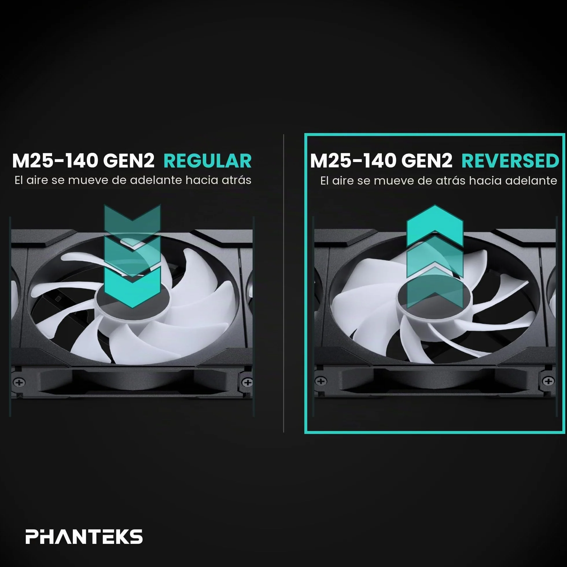 PHANTEKS M25 Gen2 PWM D-RGB L?fter 3er-Pack - Reverse Blade, 140mm, schwarz