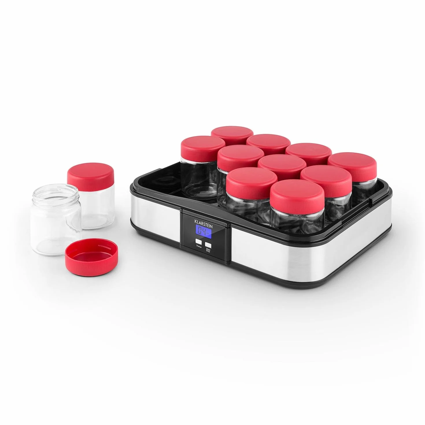 Klarstein Gaia Yogurtera 12 vasos 2,5L acero inoxidable pantalla LCD negro