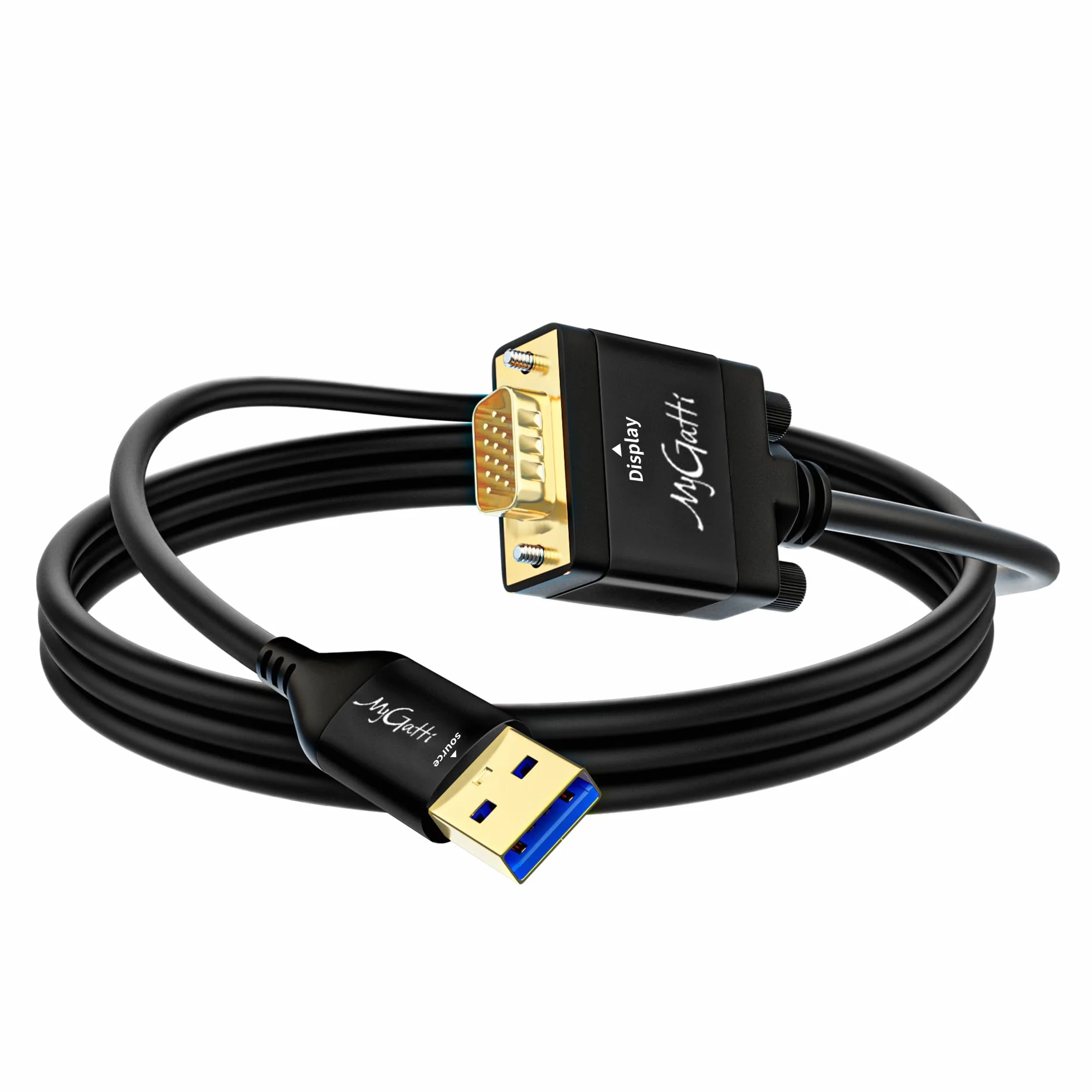 Cable adaptador USB 3.0 a VGA de 3 m, unidireccional tipo A macho a VGA macho, 1080p Full HD para TV, proyector, monitor, compatible con Windows 11/10/8.1/8/7, MacOS, instalación del controlador