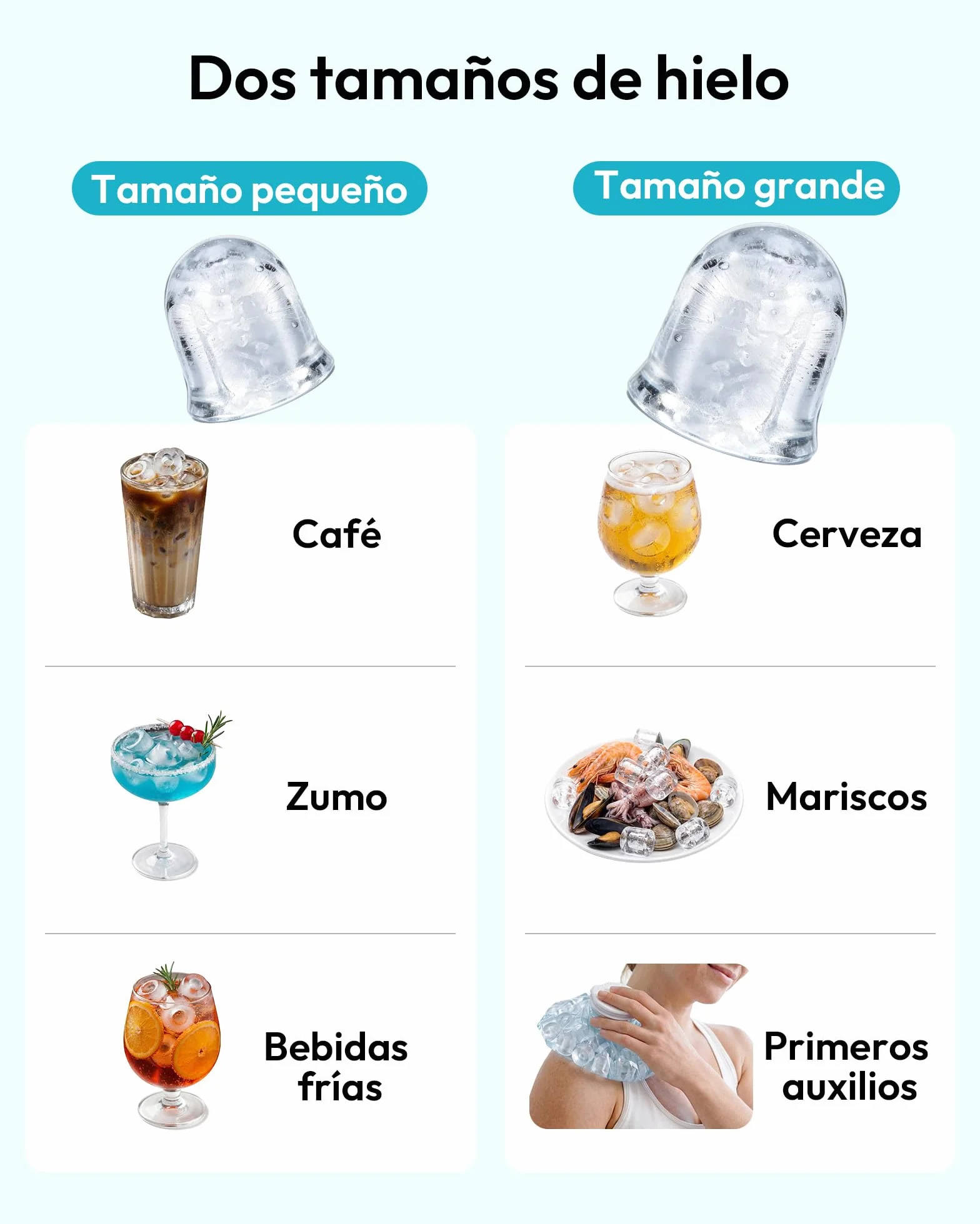 EUHOMY Máquina de hielo compacta, 9 cubitos, 2 tamaños, limpieza automática, negro