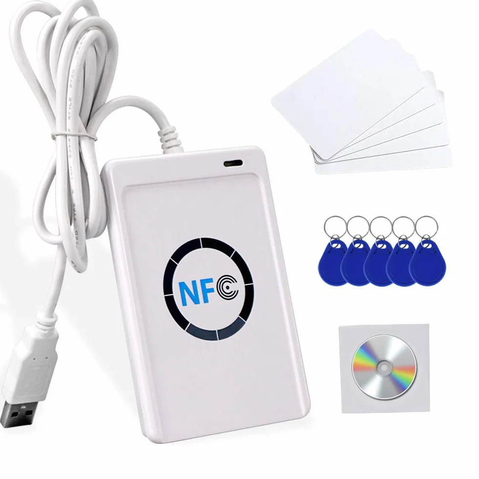 ACR122U Smart NFC RFID lector/escritor ISO 14443 A/B tarjeta clon máquina+ software libre + 5 teclas UID grabables