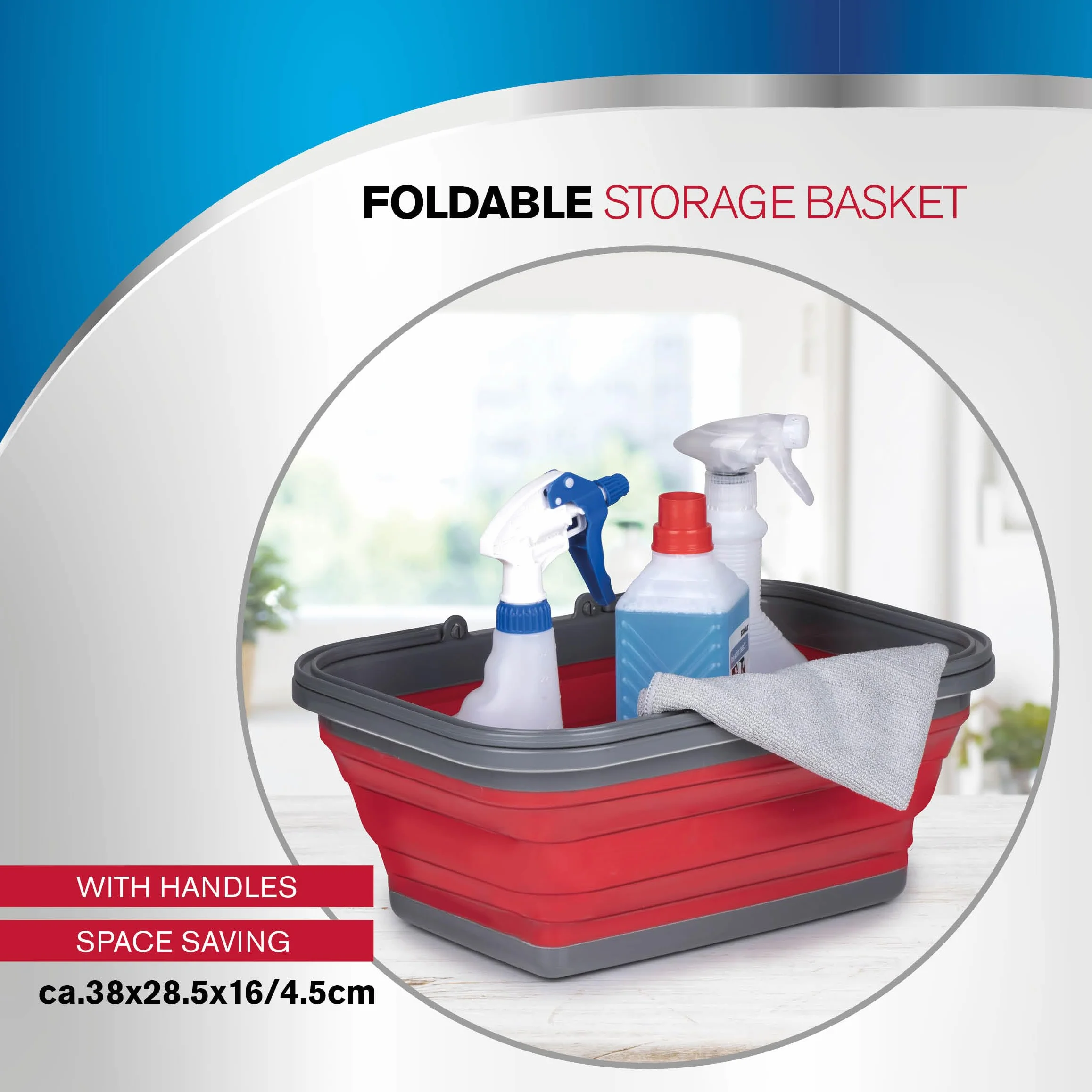 Dirt Devil Cubo Plegable 17 litros 38x28,5x16/4,5 cm Rojo