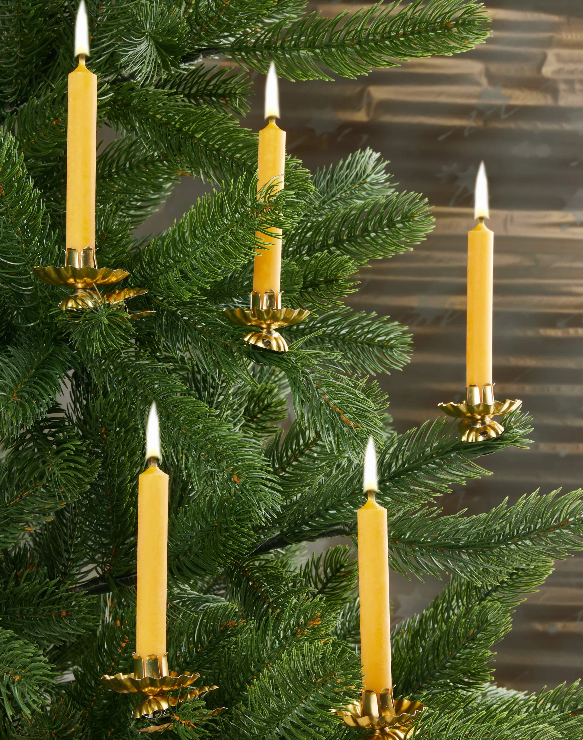 BRUBAKER Velas navideñas de cera de abeja Juego 20 Ø 1,25 cm Amarillo Miel